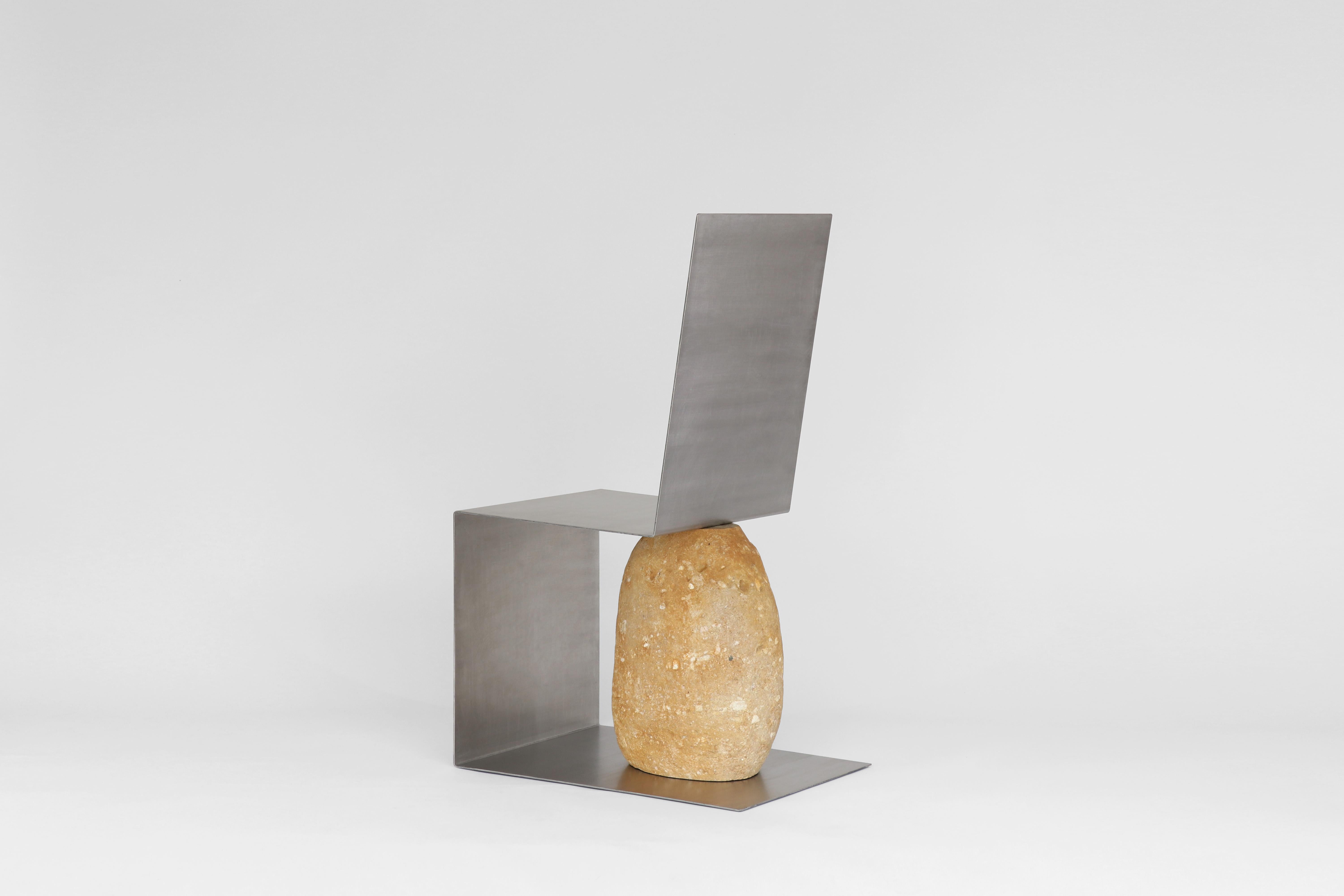 Contemporary Steel and Stone Chair by Batten and Kamp
