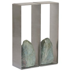 Steel and Stone Console Table 02 Batten and Kamp Minimalist