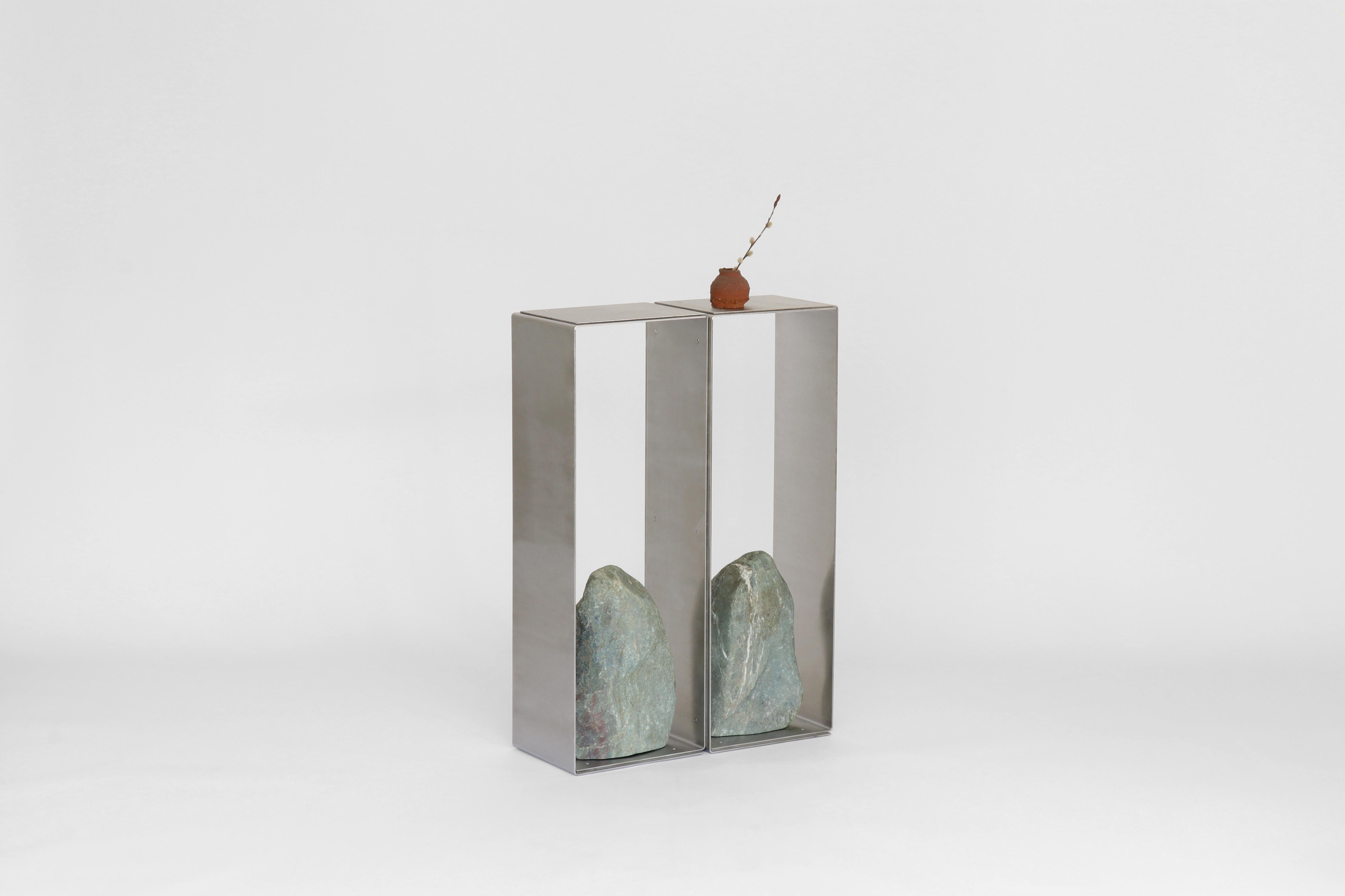 Konsolentisch aus Stahl und Stein von Batten und Kamp (Moderne) im Angebot
