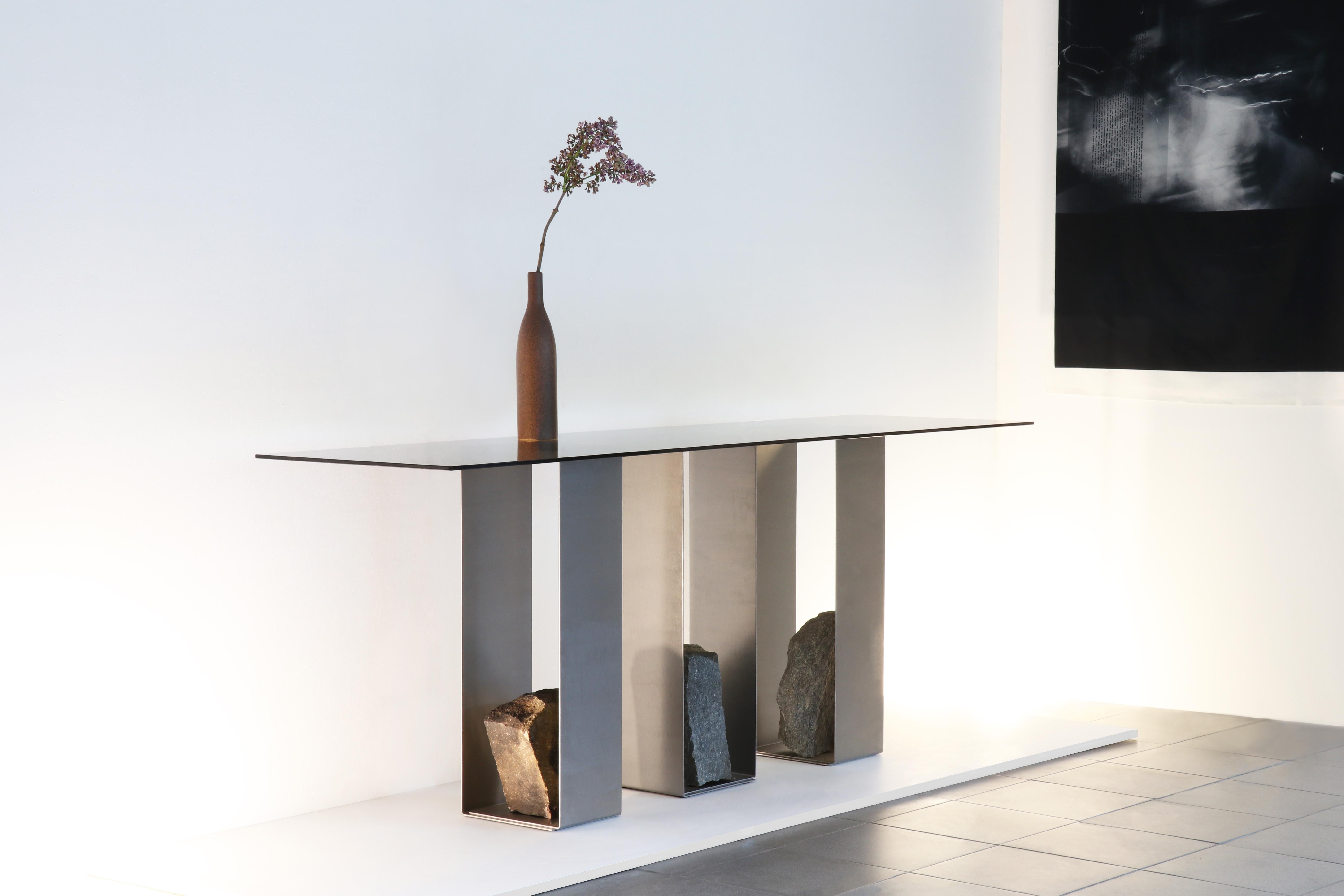 Steel and Stone Console Table by Batten and Kamp In New Condition For Sale In Geneve, CH