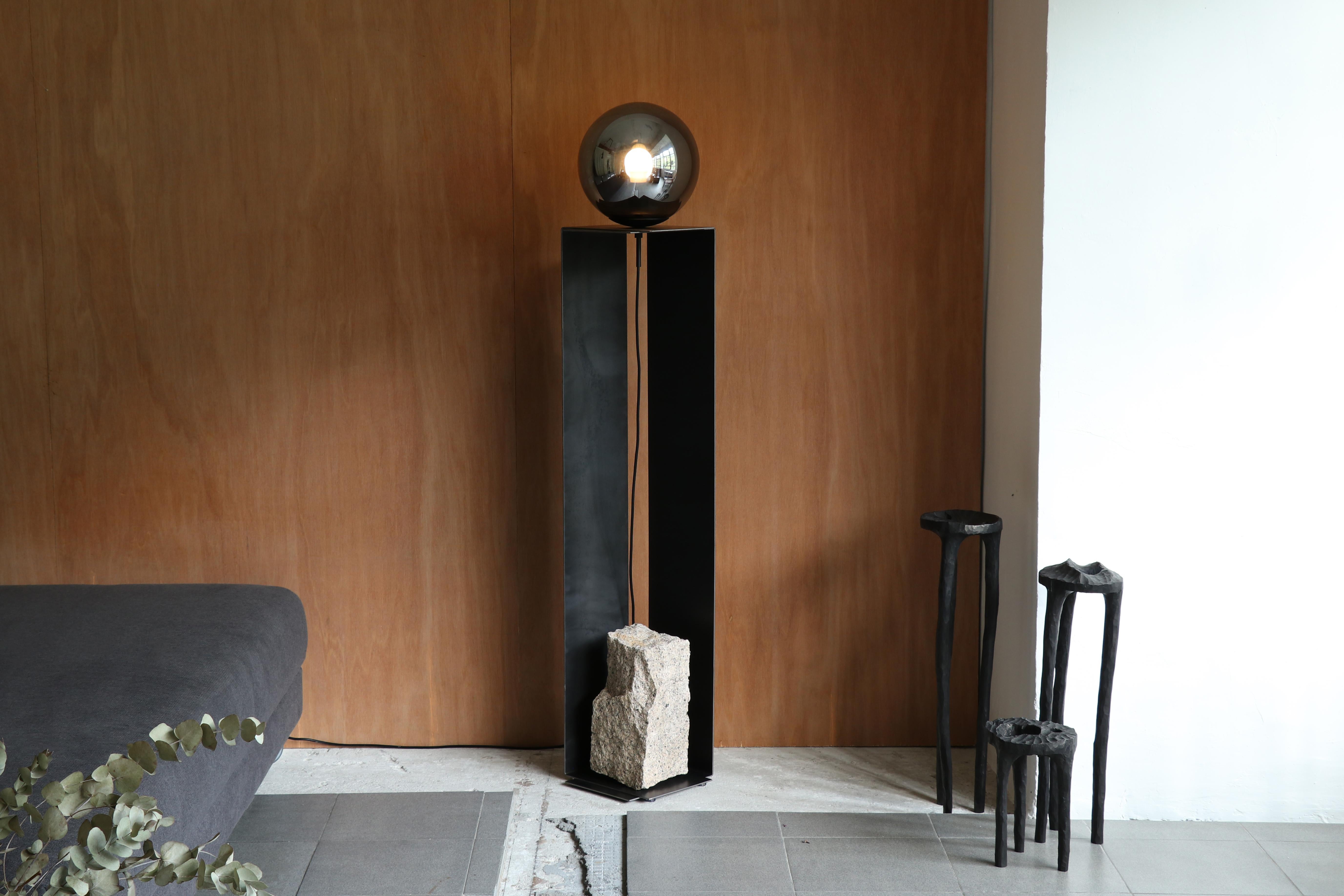 Modern Steel and Stone Floor Lamp by Batten and Kamp