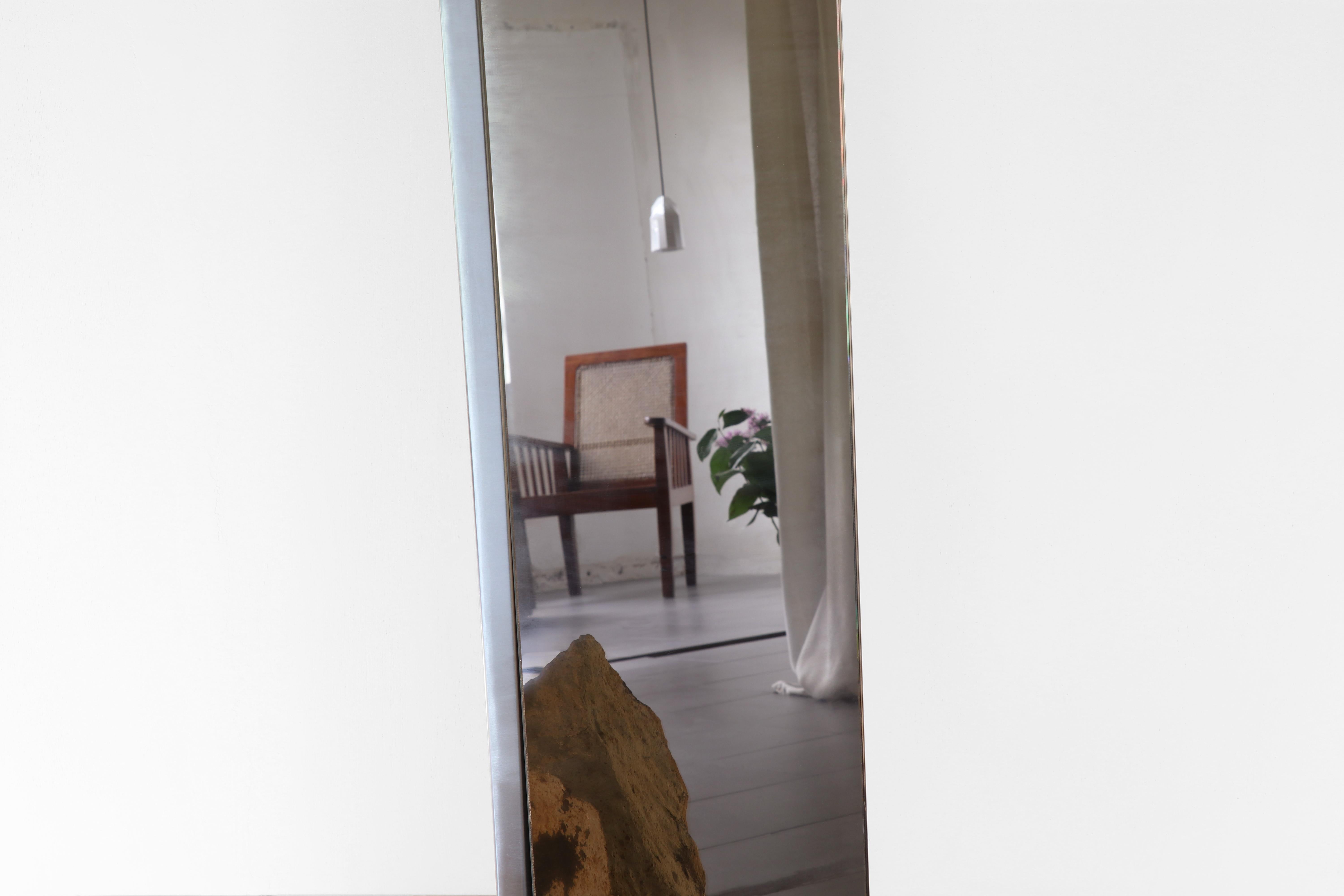 Hong Kong Steel and Stone Mirror by Batten and Kamp For Sale