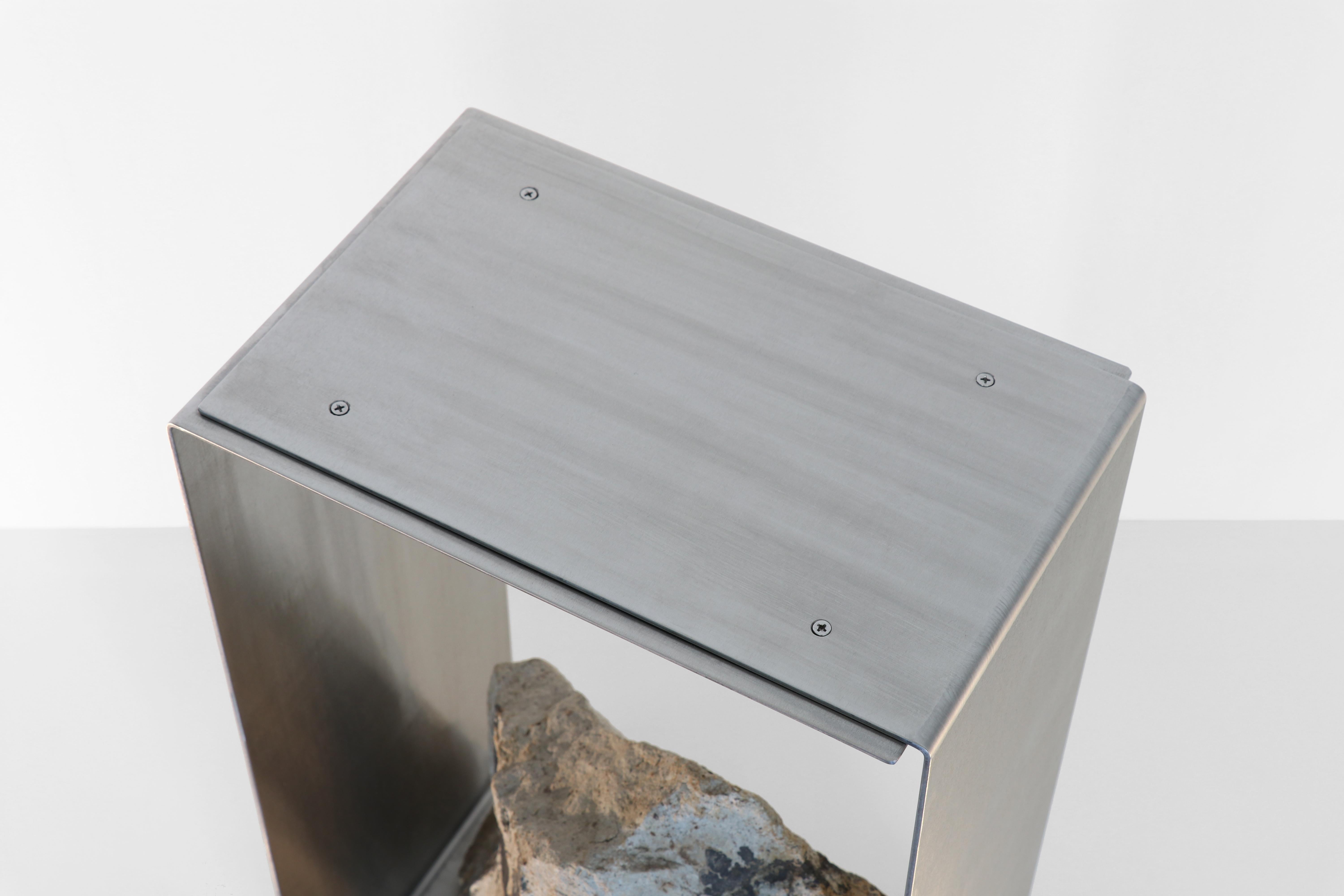 Modern Steel and Stone Side Table by Batten and Kamp