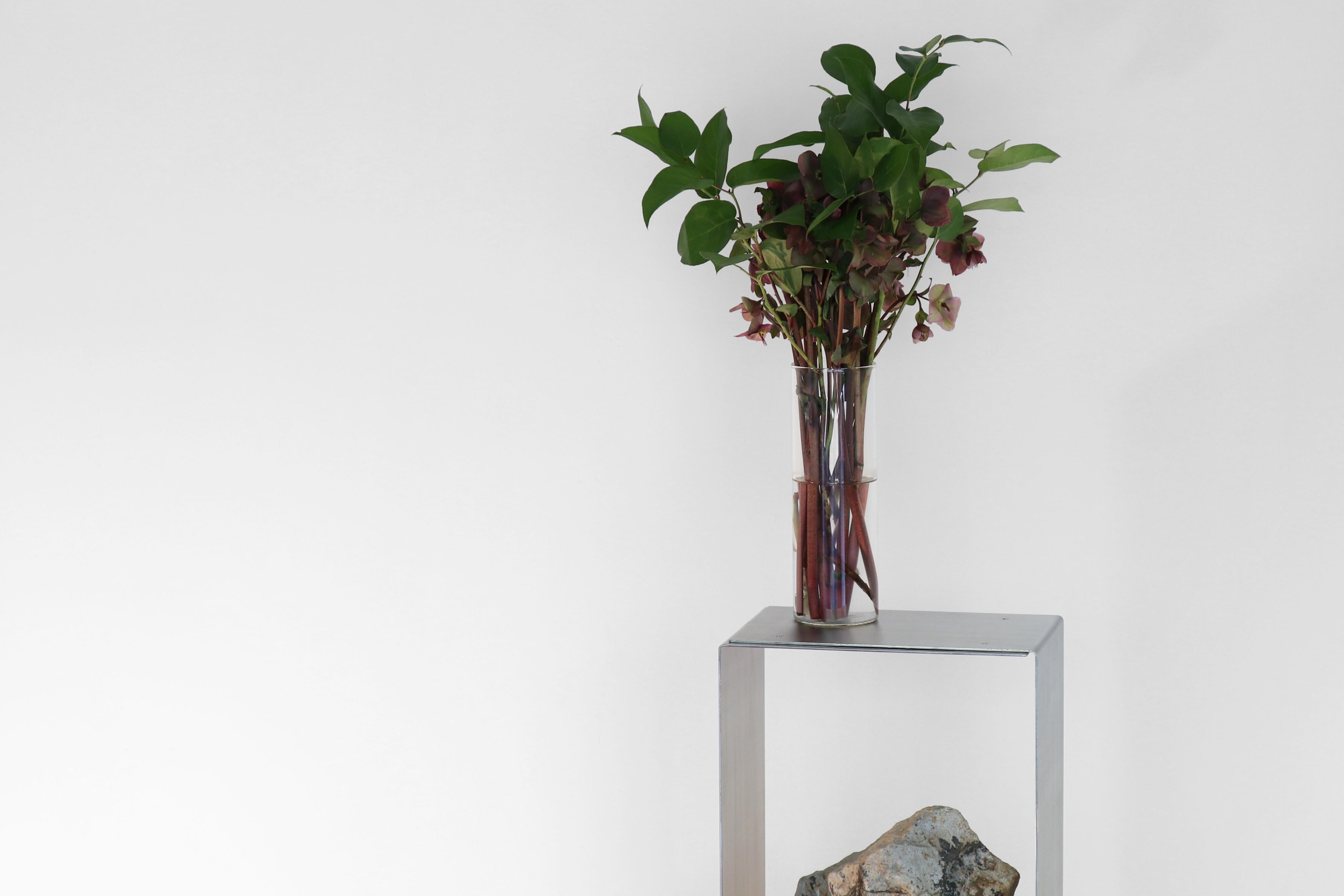 Contemporary Steel and Stone Side Table by Batten and Kamp