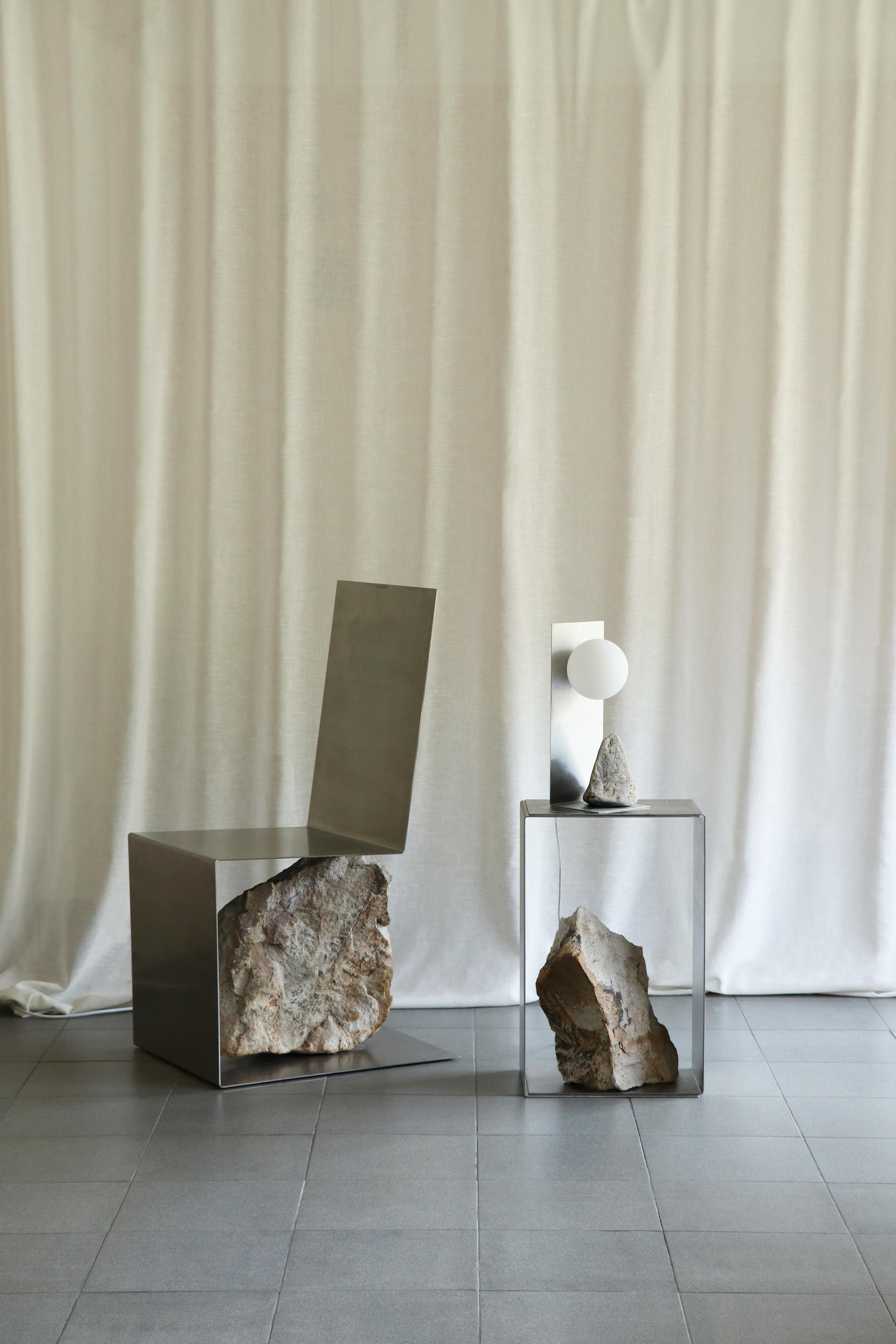 Steel and Stone Side Table by Batten and Kamp 2