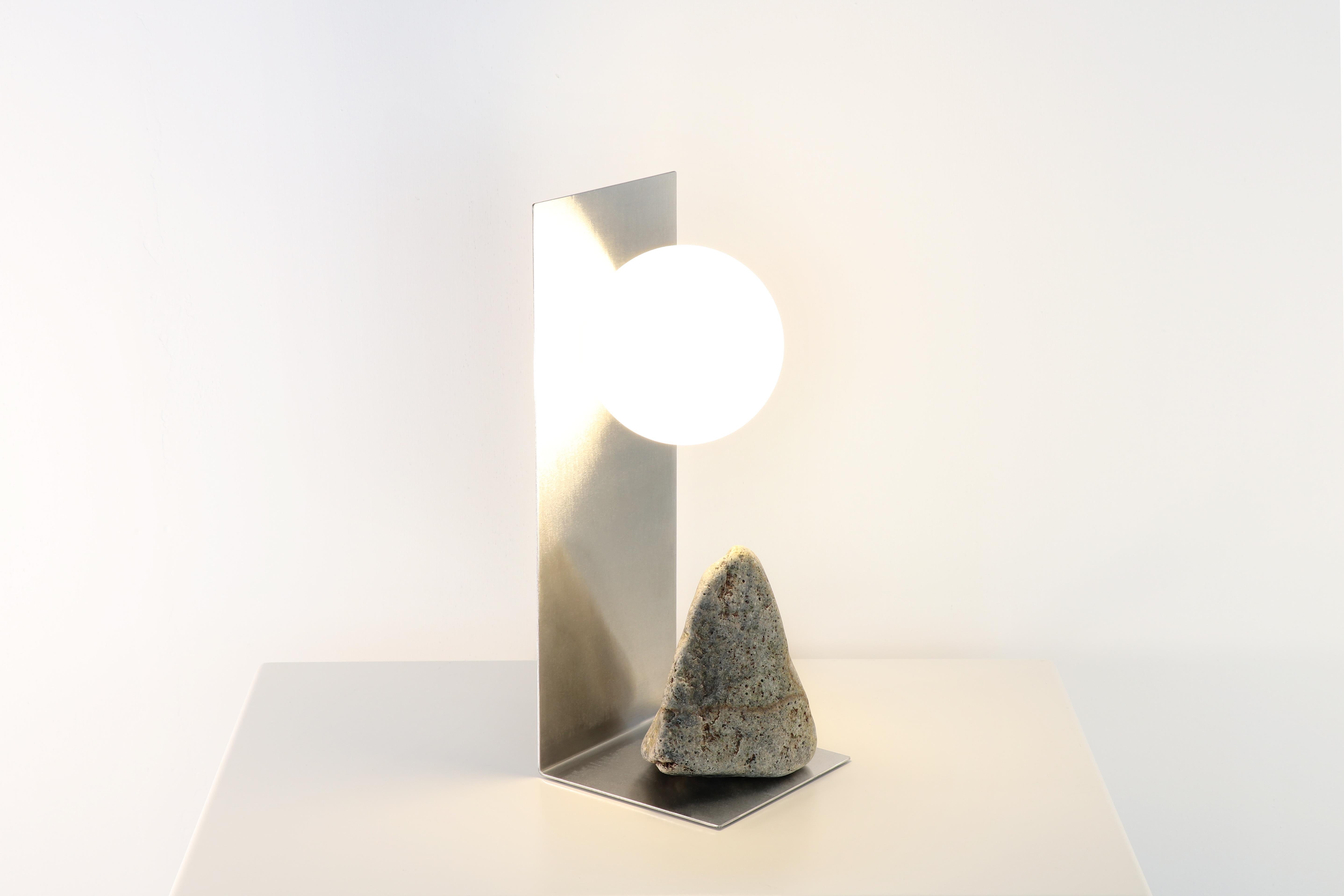 Hong Kong Steel and Stone Table Lamp by Batten and Kamp