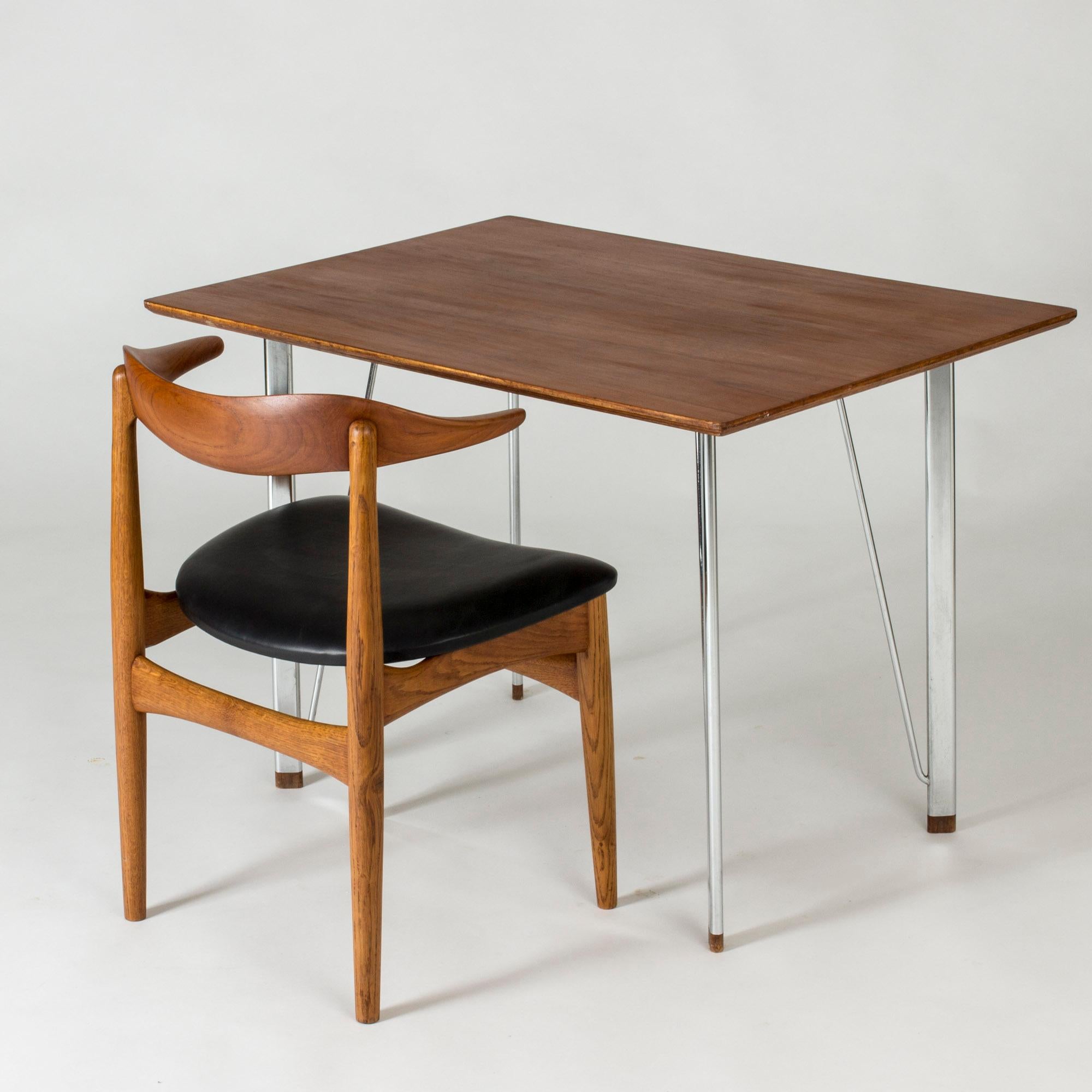 Steel and Teak Desk by Arne Jacobsen for Fritz Hansen. Denmark, 1960s For Sale 3
