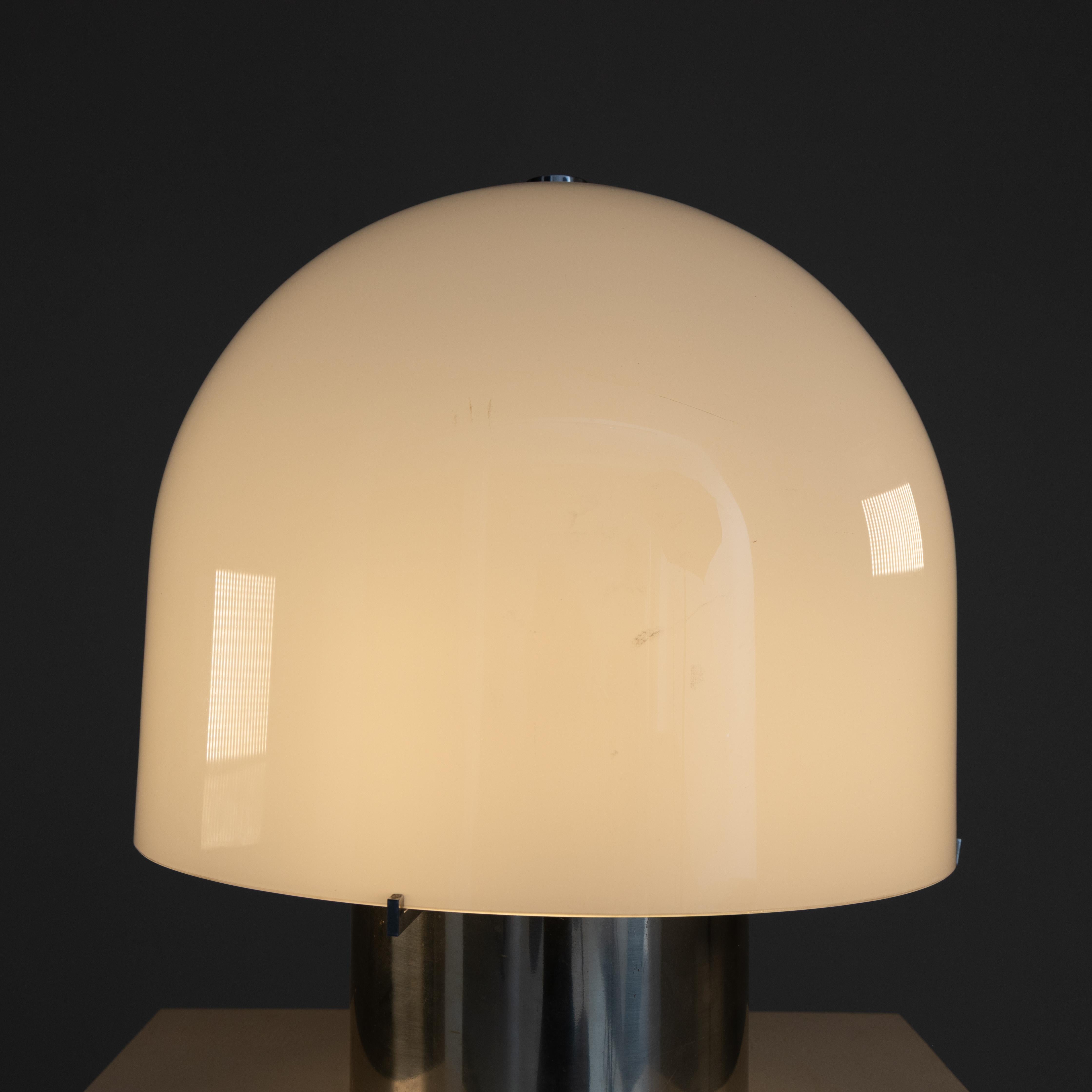 Lampe de table en acier et verre blanc, 1970 en vente 3