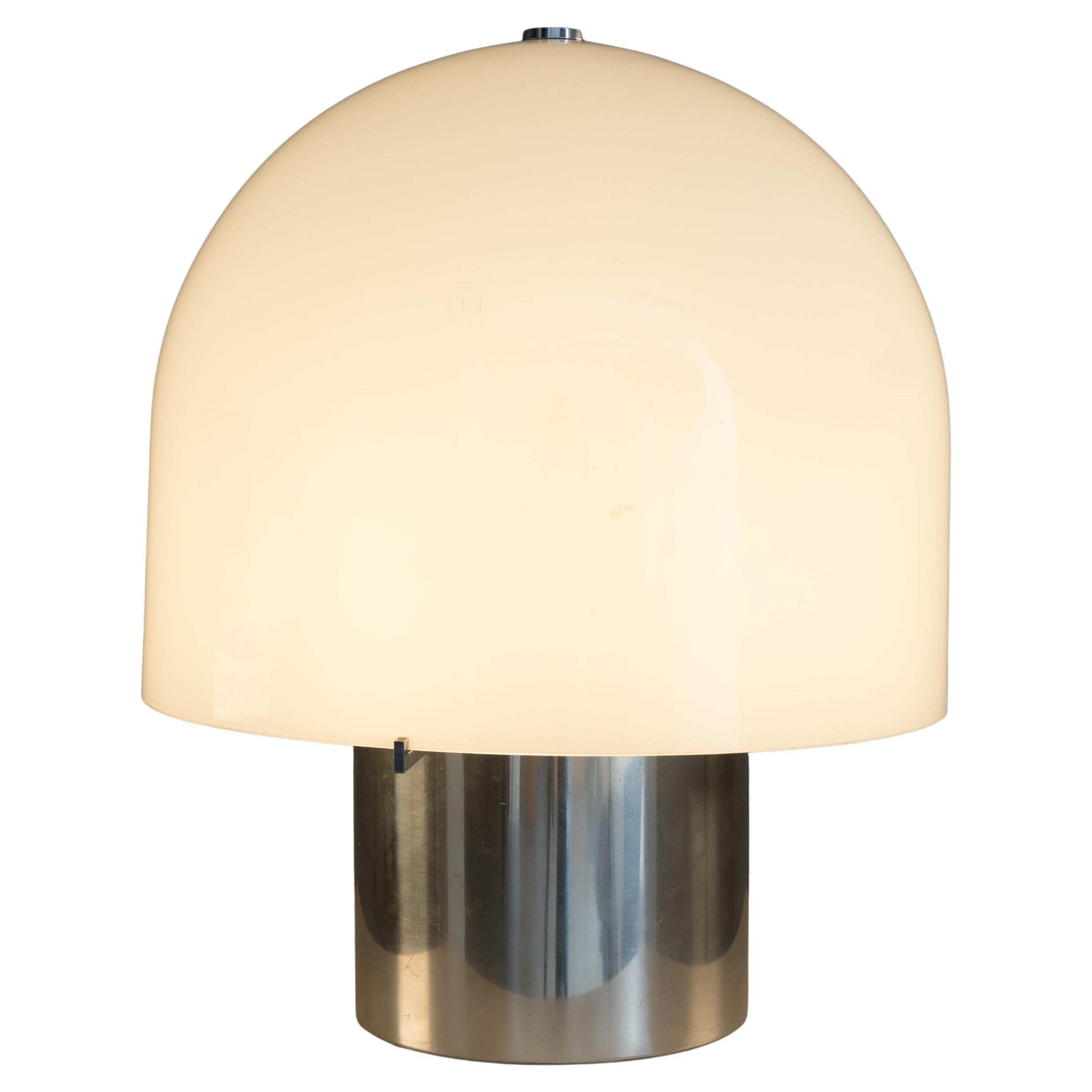 Steel and white glass table lamp, 1970