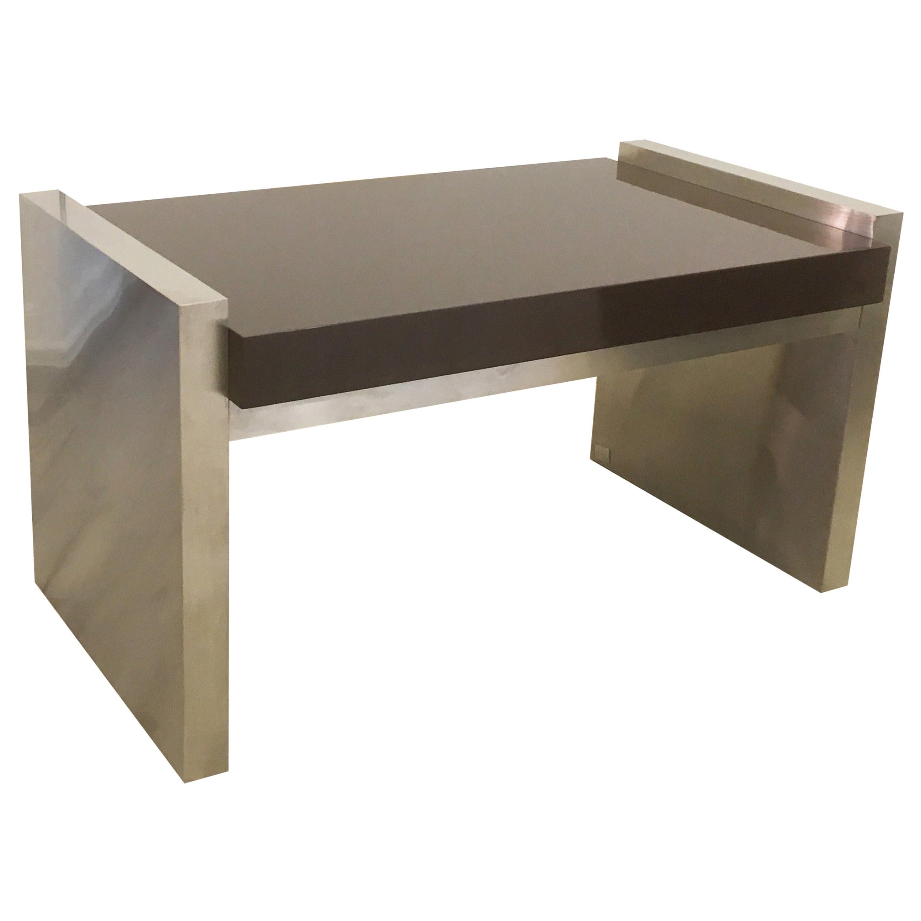 Steel and Wood Desk, Italy, 1985, Signed