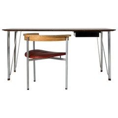 Steel and Wood Top Desk by Arne Jacobsen