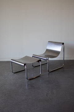 Steel Armchair and Ottoman by Patrick Gingembre, France, 1970s