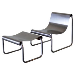 Steel Armchair and Ottoman by Patrick Gingembre, France, 1970s