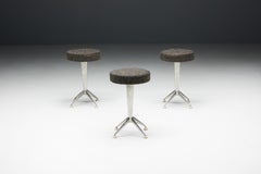 Steel Art Deco Bar Stools, Belgium, 1950s