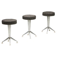 Vintage Steel Art Deco Bar Stools, Belgium, 1950s