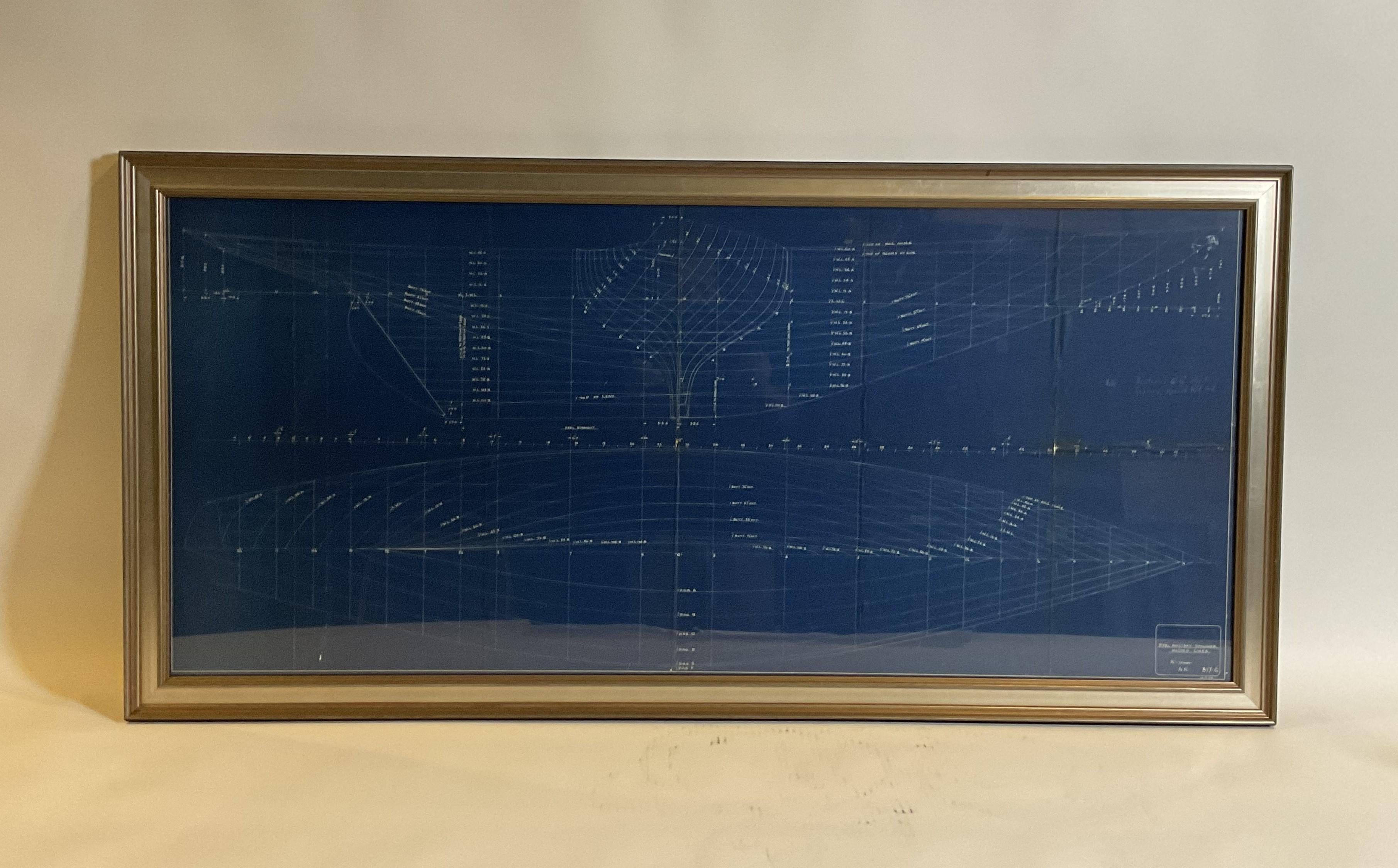 Ninety six foot Schooner blueprint from John Alden Naval Architects. Dated 10.9,.26. Fantastic hull lines blueprint showing the design from four angles. Large and vibrant. Many measurements. Historic yachting relic. 

Weight: 16 lbs.
Overall