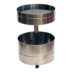 Steel Bar Table on Wheels Italian Production, 1970s