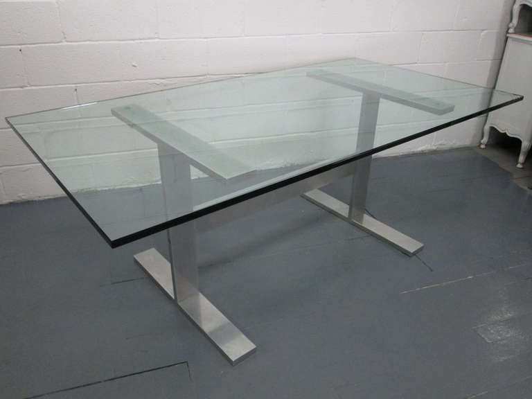 Steel base table or desk. Base is sturdy.  NO GLASS with this listing only the base.
