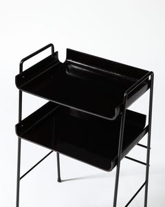 Steel, Bent Wood and Lacquered Side Table, Italy, c. 1950