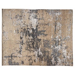 Steel Blue and Beige Abstract Area Rug