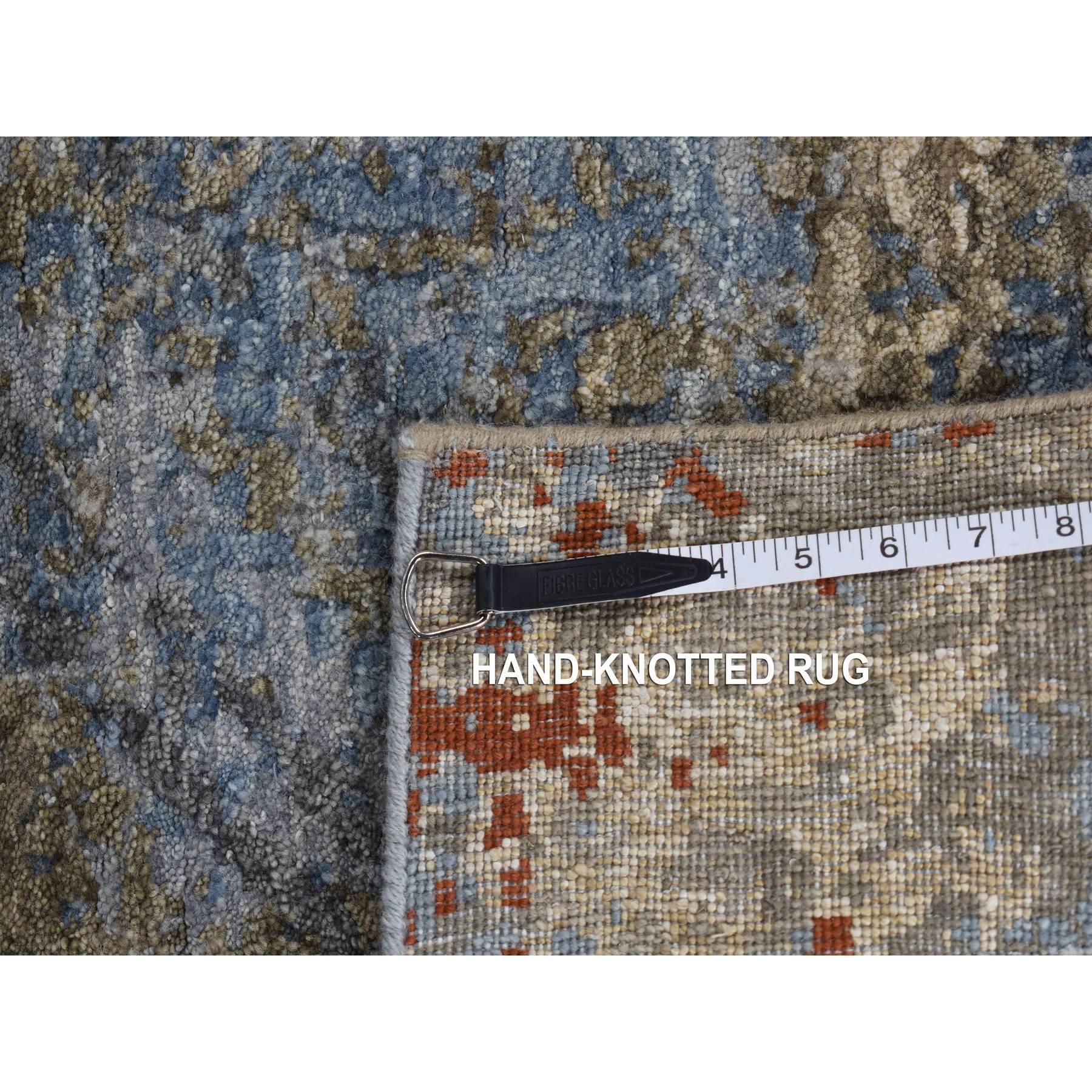 Handgeknüpfter orientalischer Teppich aus 100 % Wolle in Stahlblau mit abstraktem Galaxy-Design im Angebot 5