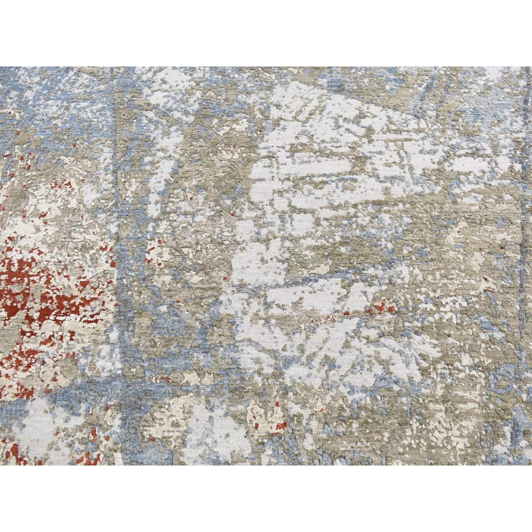 Handgeknüpfter orientalischer Teppich aus 100 % Wolle in Stahlblau mit abstraktem Galaxy-Design im Angebot 2