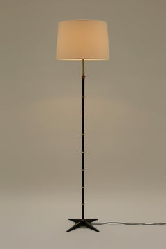 Steel, Brass and Cast Iron Floor Lamp by Gilles Sermadiras
