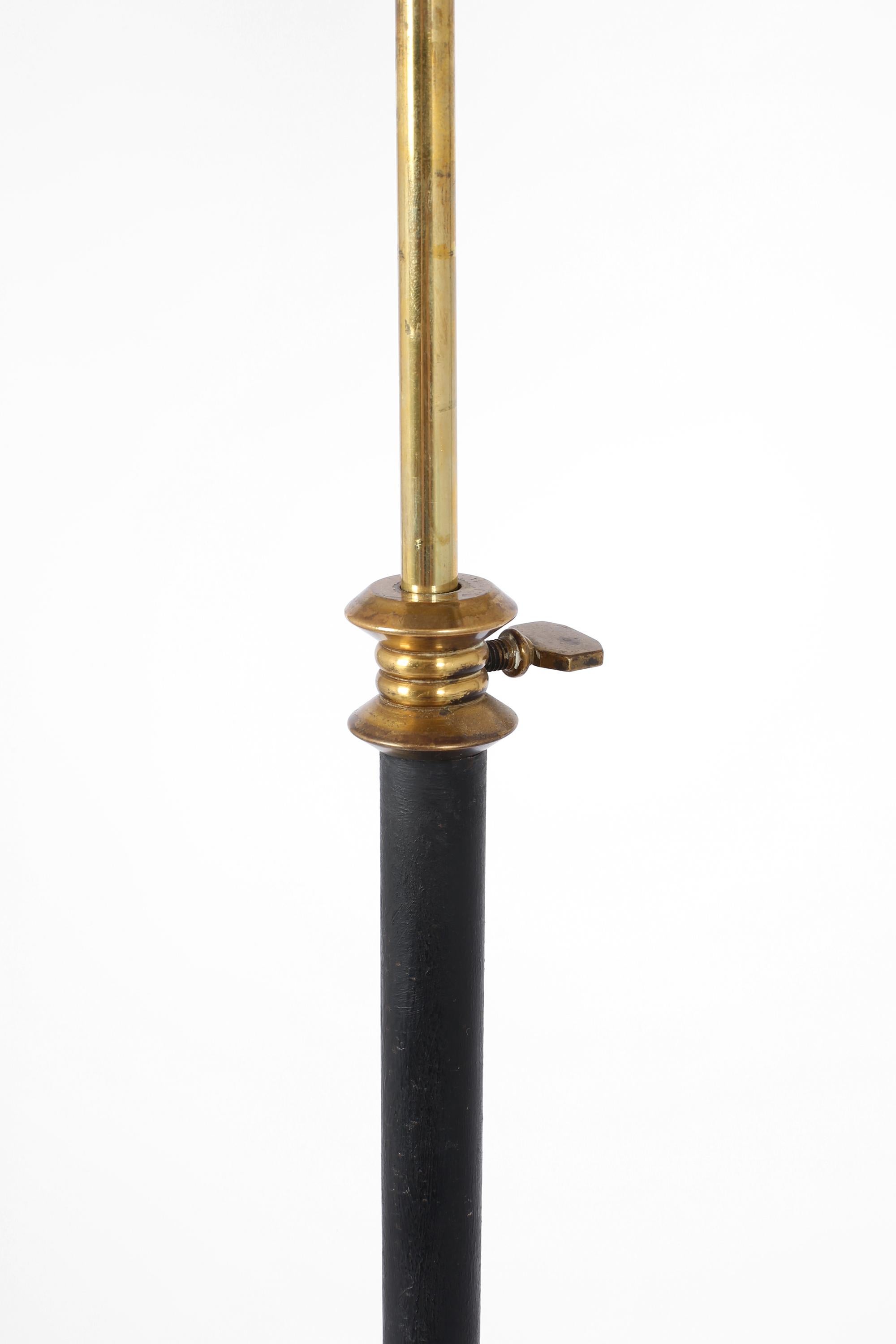 Mid-Century Modern Steel, Brass and Cast Iron Floor Lamp by Gilles Sermadiras