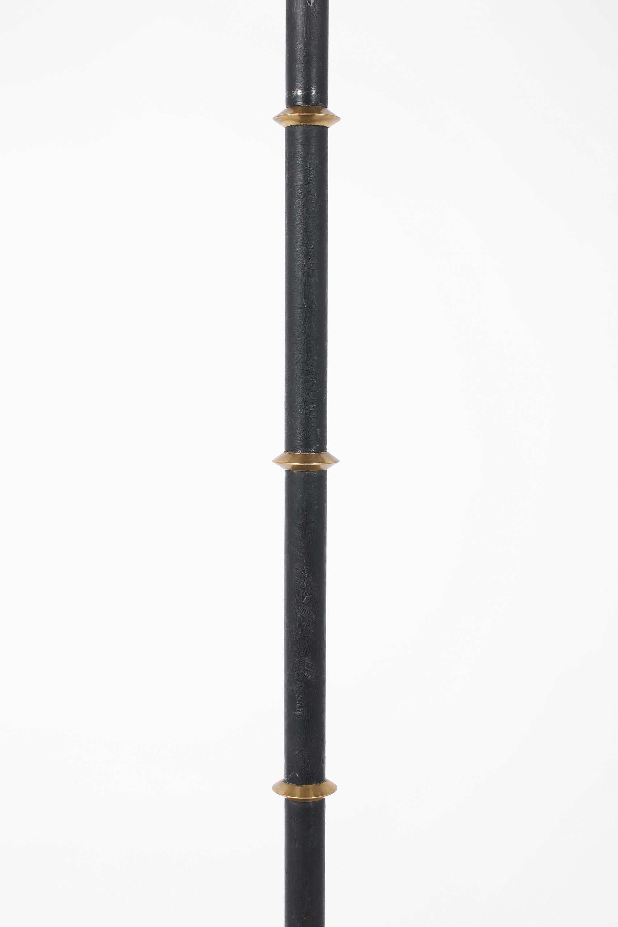 French Steel, Brass and Cast Iron Floor Lamp by Gilles Sermadiras