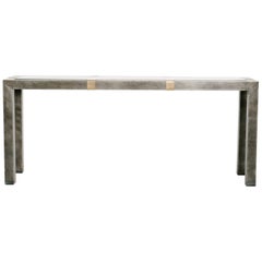 Steel Brass and Wood Console