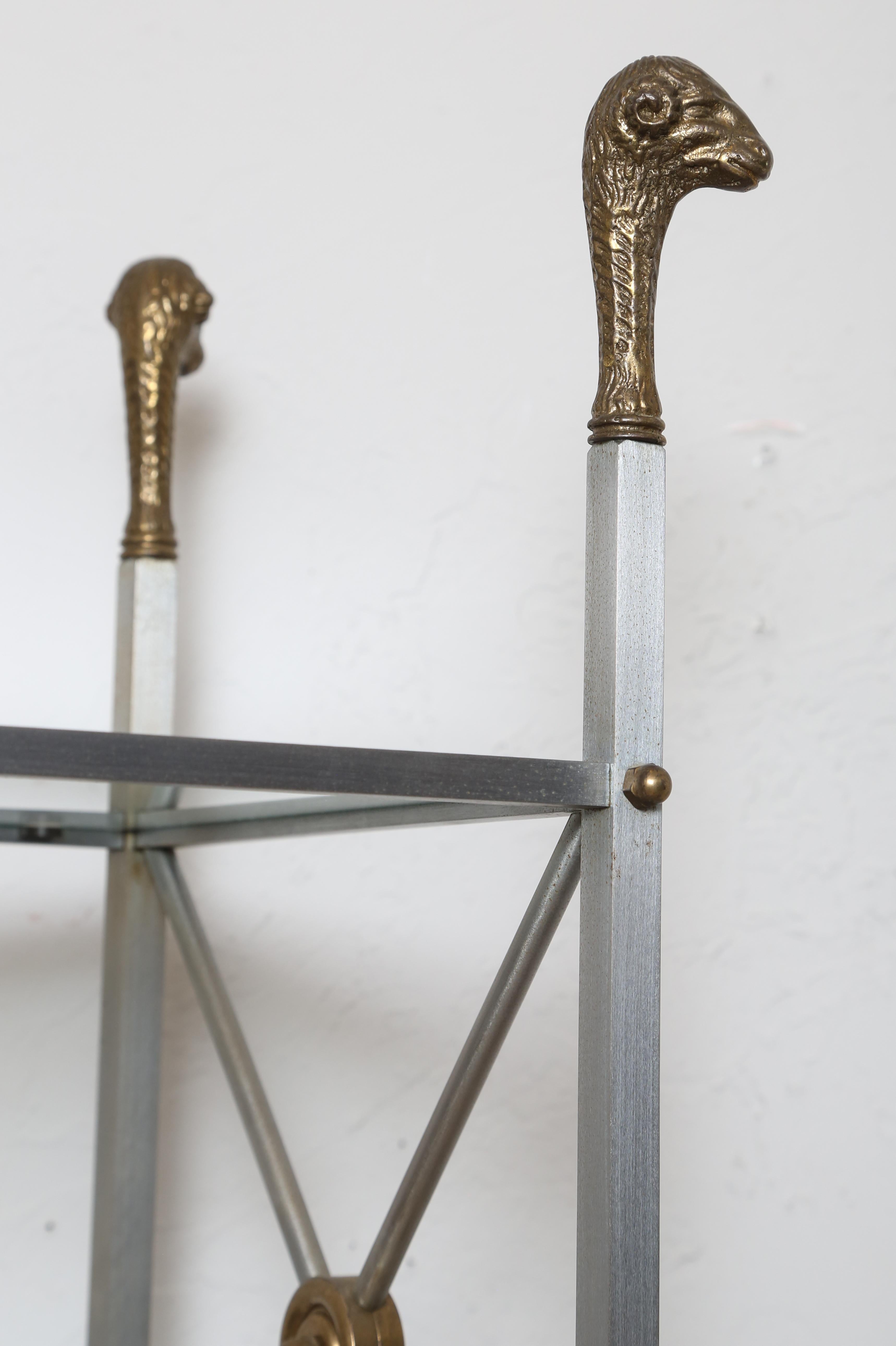 Italian Steel and Brass Étagère by Jansen in the Neoclassical Style
