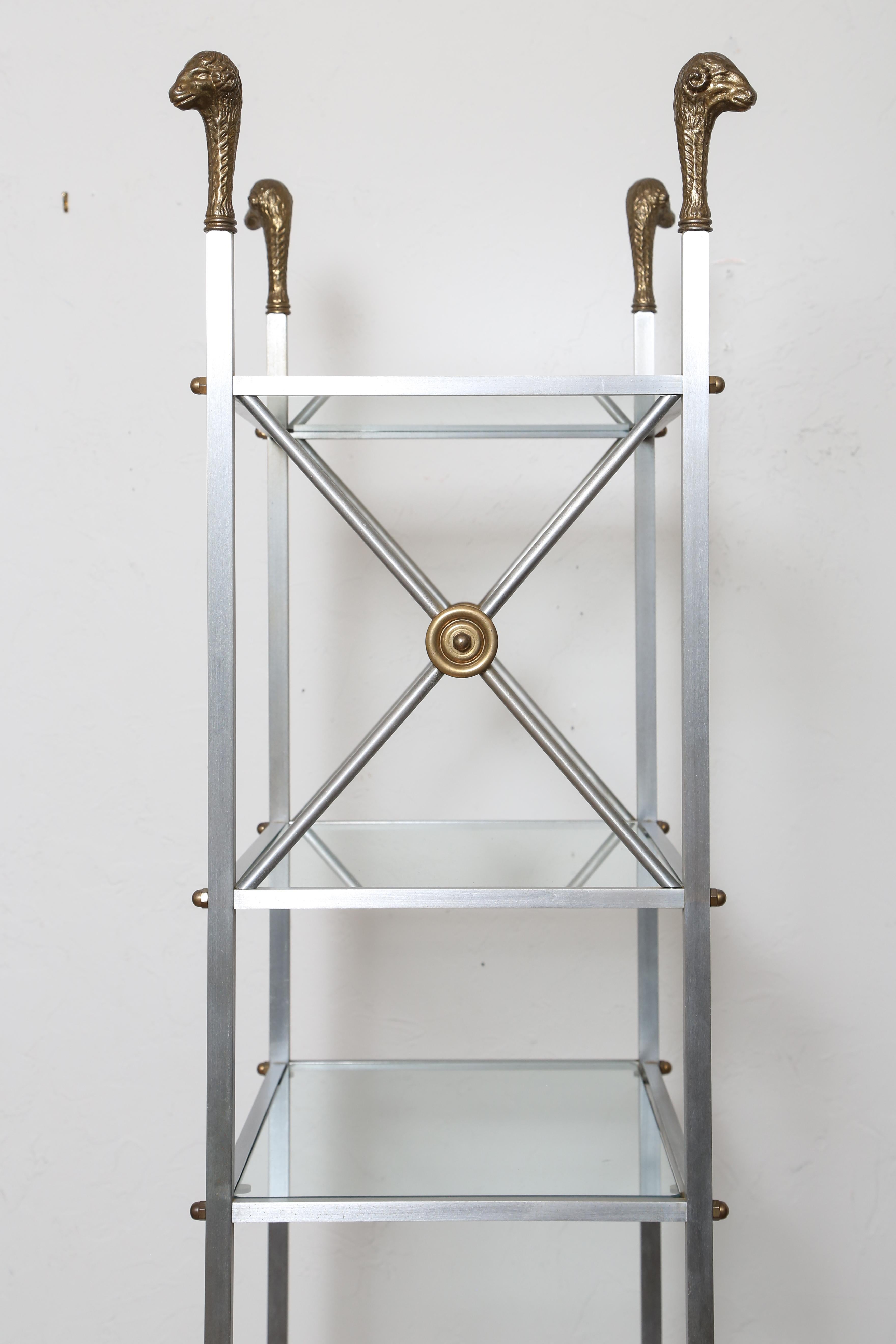 Steel and Brass Étagère by Jansen in the Neoclassical Style 2