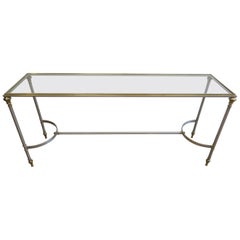 Steel Brass Glass Console Table