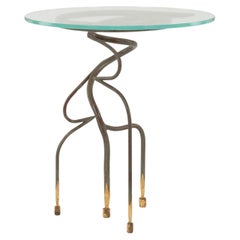 Steel Brass Glass Snake Style Table