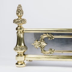 Steel & brass Louis XV style fireplace fender