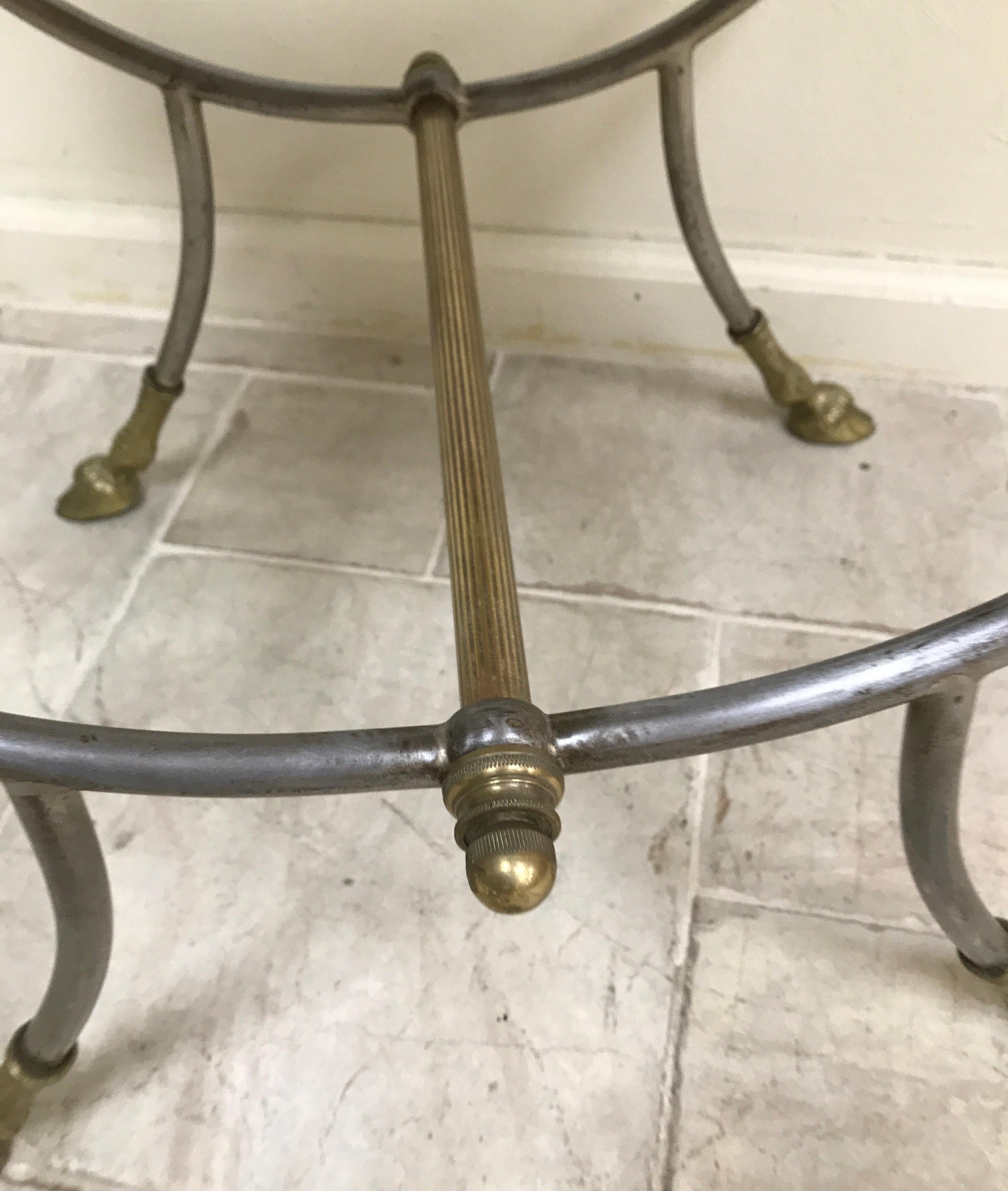 20th Century Steel and Brass Ram's Head Neoclassical Stool by Jansen