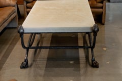 Steel, Bronze and Limestone Cocktail Table