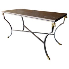 Steel & Bronze Console Table Attributed to Maison Jansen