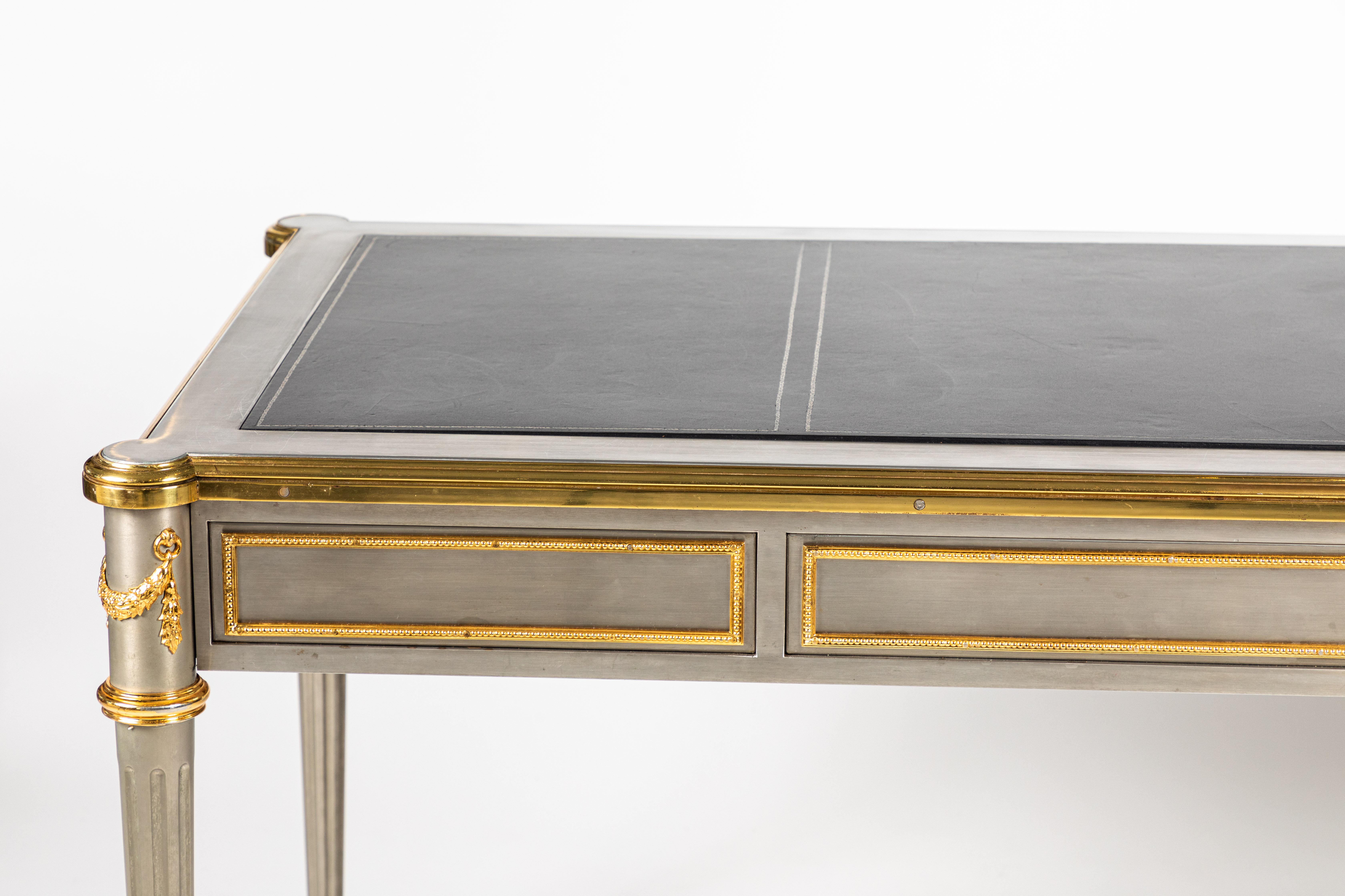 Steel and Bronze Dore Writing Desk with Leather Top by John Vesey 9