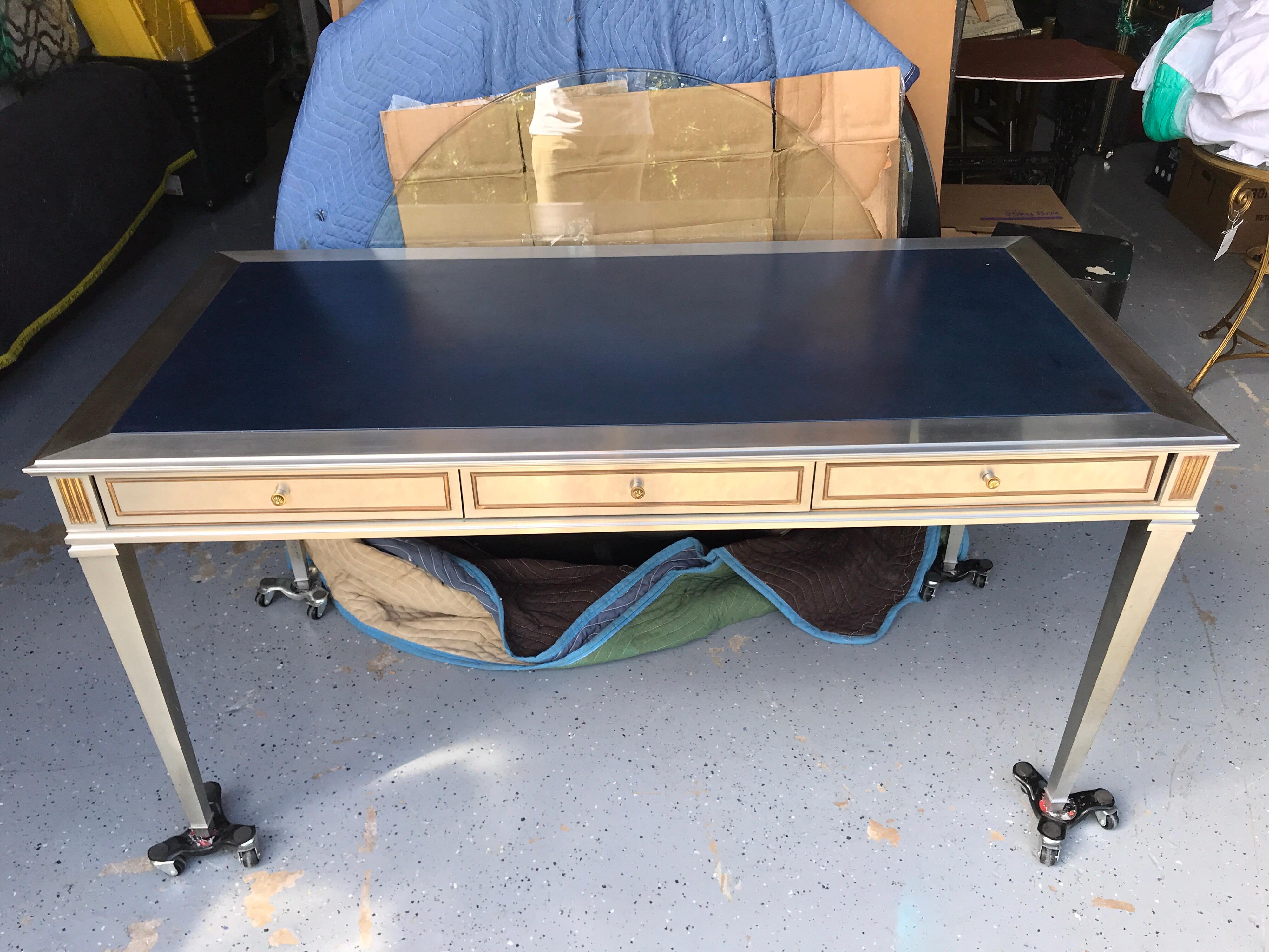 Steel, Bronze and Leather Neoclassic Desk, Attributed to John Vesey 9