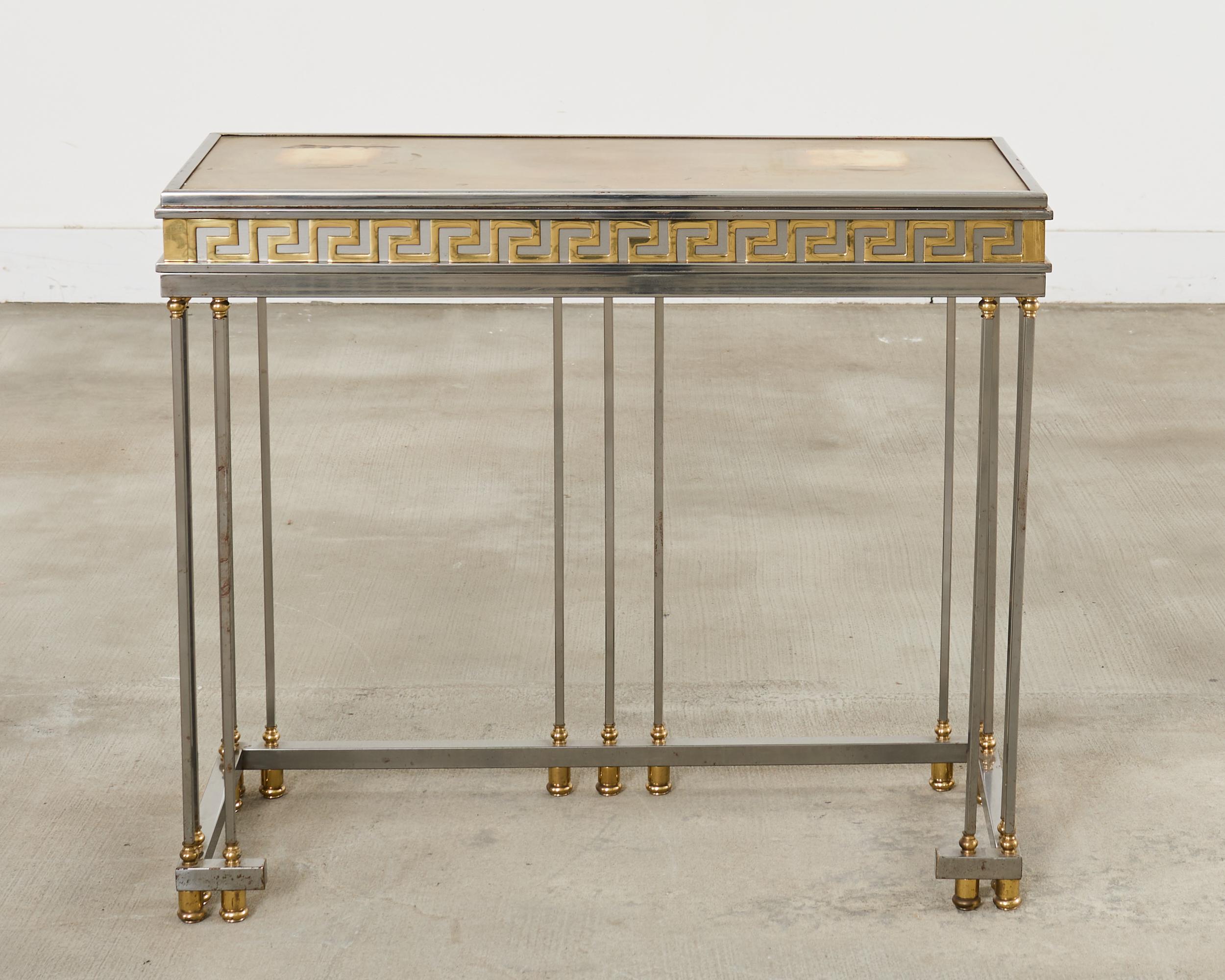 Steel Bronze Neoclassical Directoire Style Console Table Desk For Sale 3