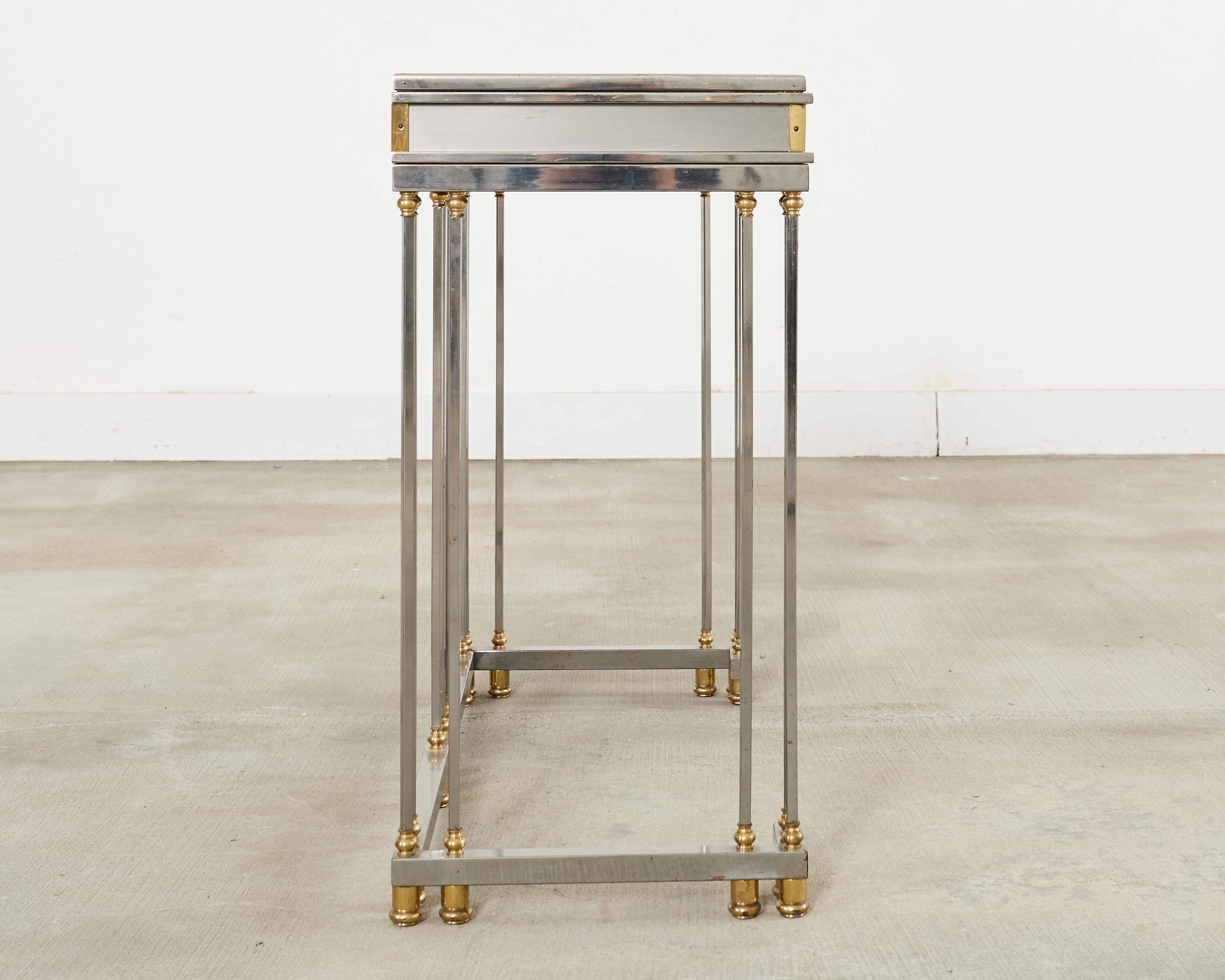 Steel Bronze Neoclassical Directoire Style Console Table Desk For Sale 6