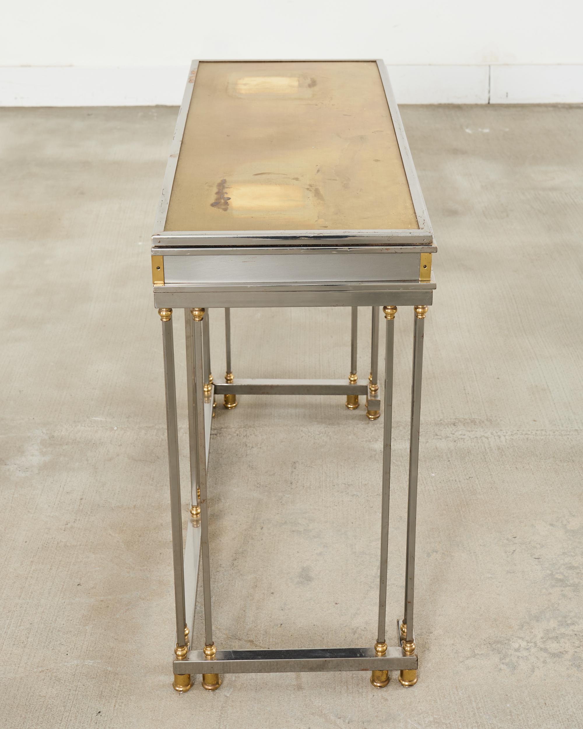 Steel Bronze Neoclassical Directoire Style Console Table Desk For Sale 7