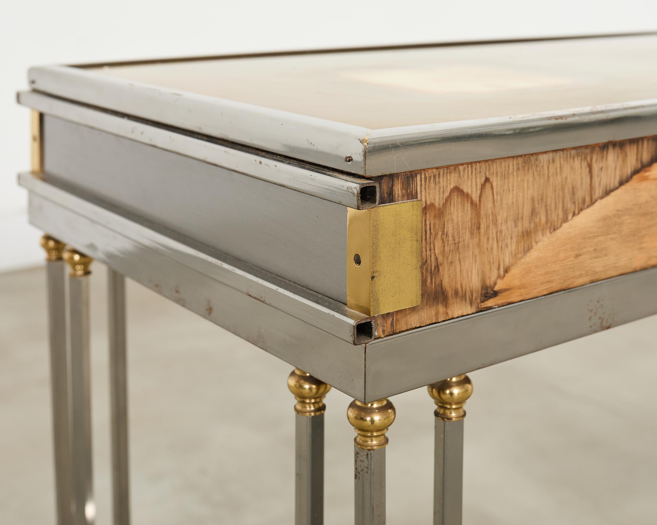 Steel Bronze Neoclassical Directoire Style Console Table Desk For Sale 10