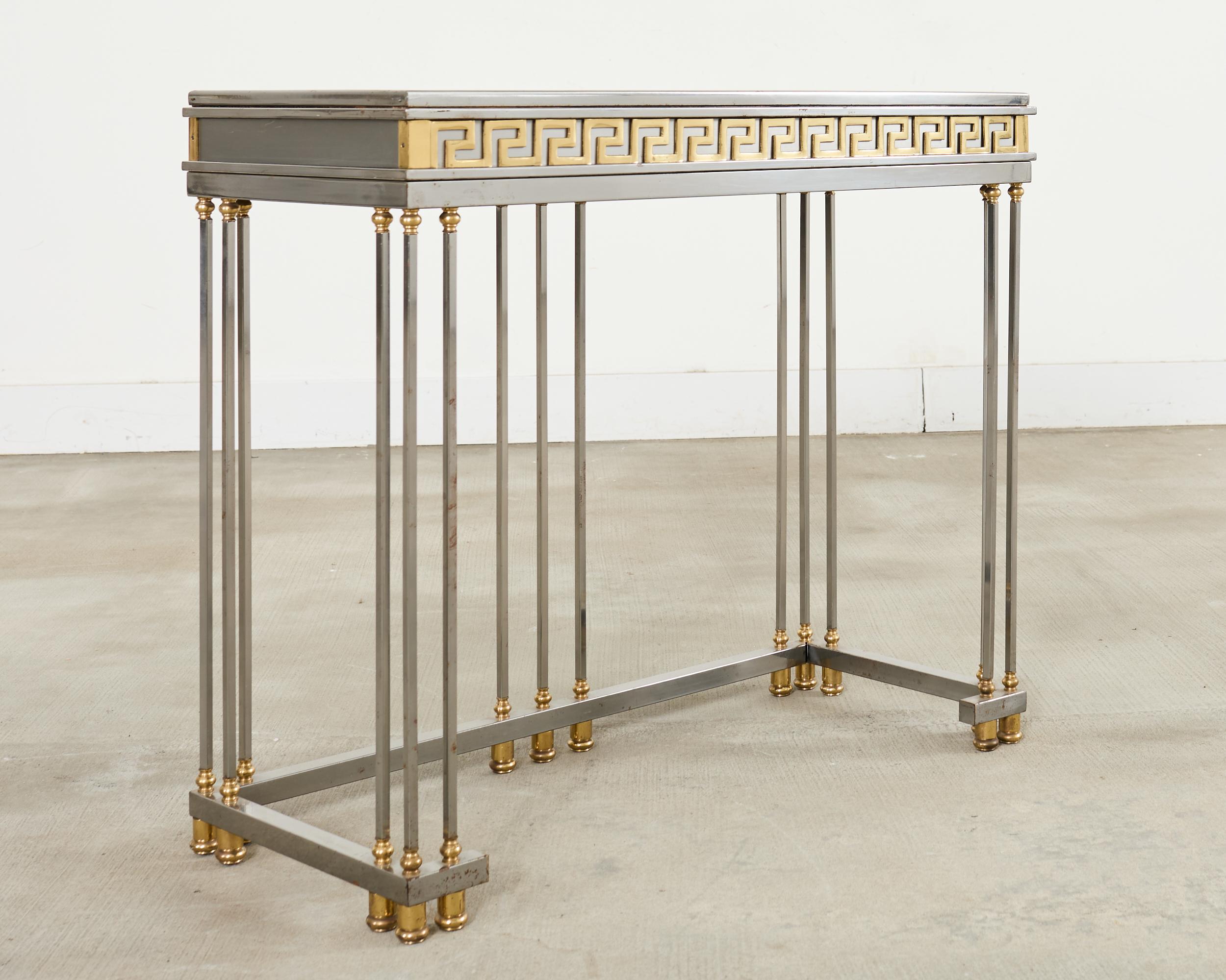 French Steel Bronze Neoclassical Directoire Style Console Table Desk For Sale