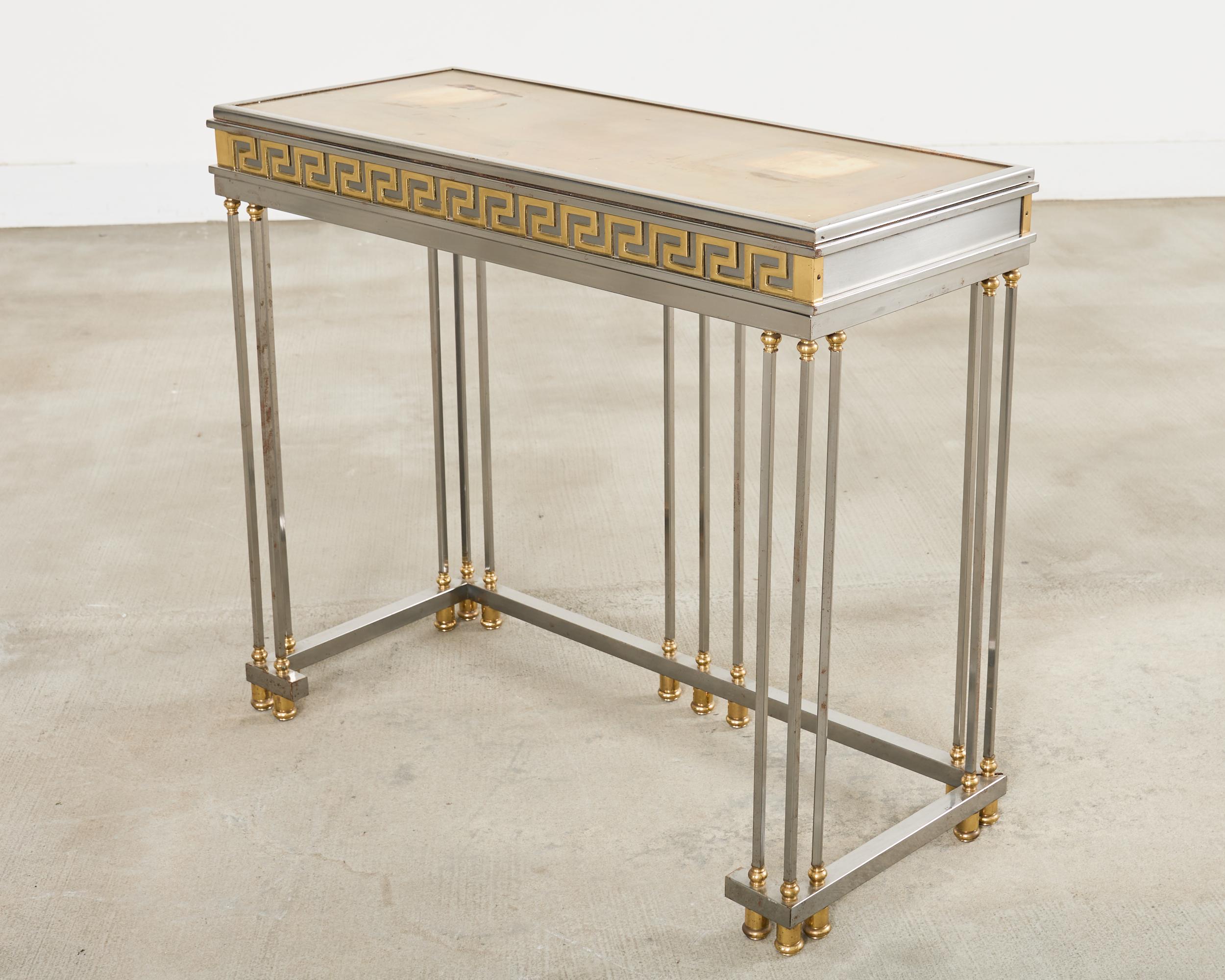 Steel Bronze Neoclassical Directoire Style Console Table Desk In Good Condition For Sale In Rio Vista, CA