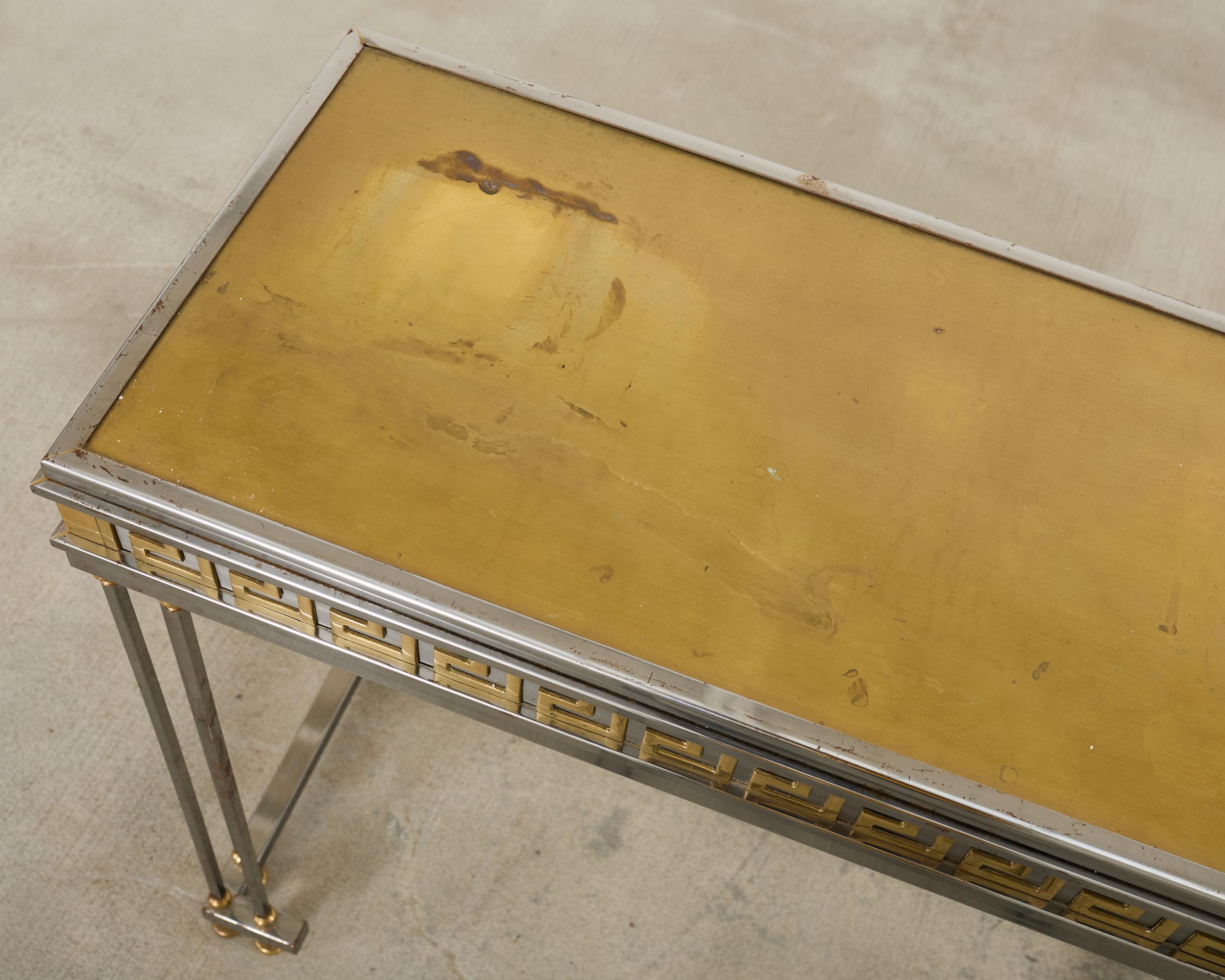 20th Century Steel Bronze Neoclassical Directoire Style Console Table Desk For Sale