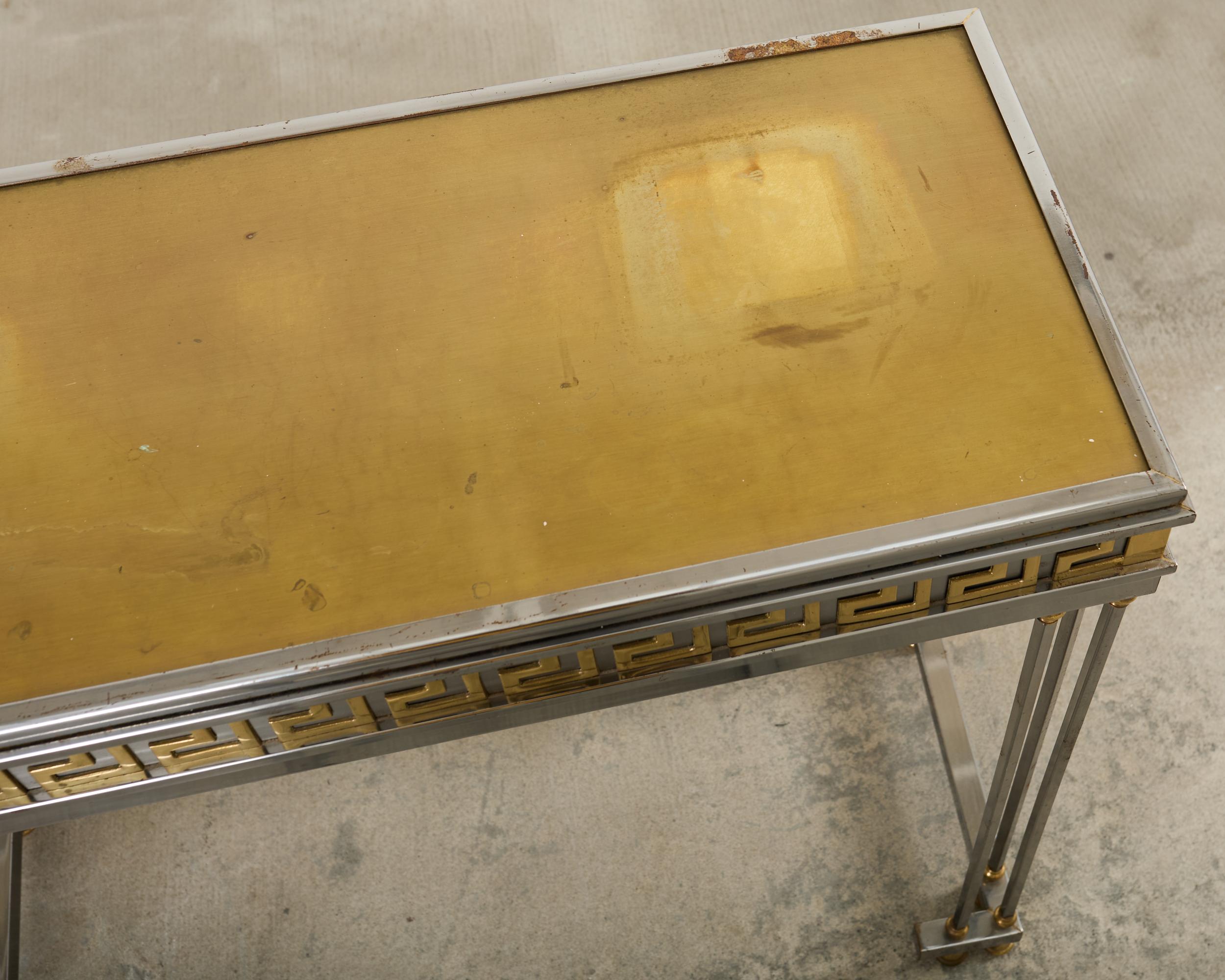 Brass Steel Bronze Neoclassical Directoire Style Console Table Desk For Sale
