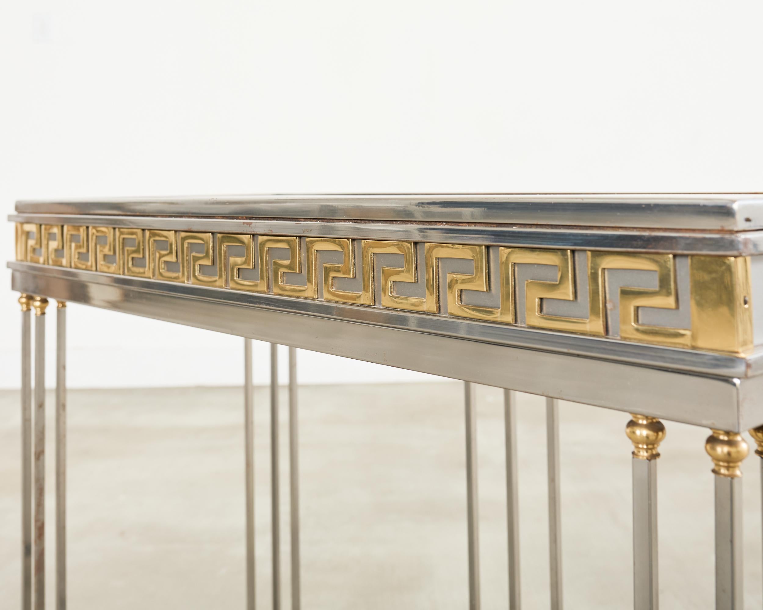 Steel Bronze Neoclassical Directoire Style Console Table Desk For Sale 2