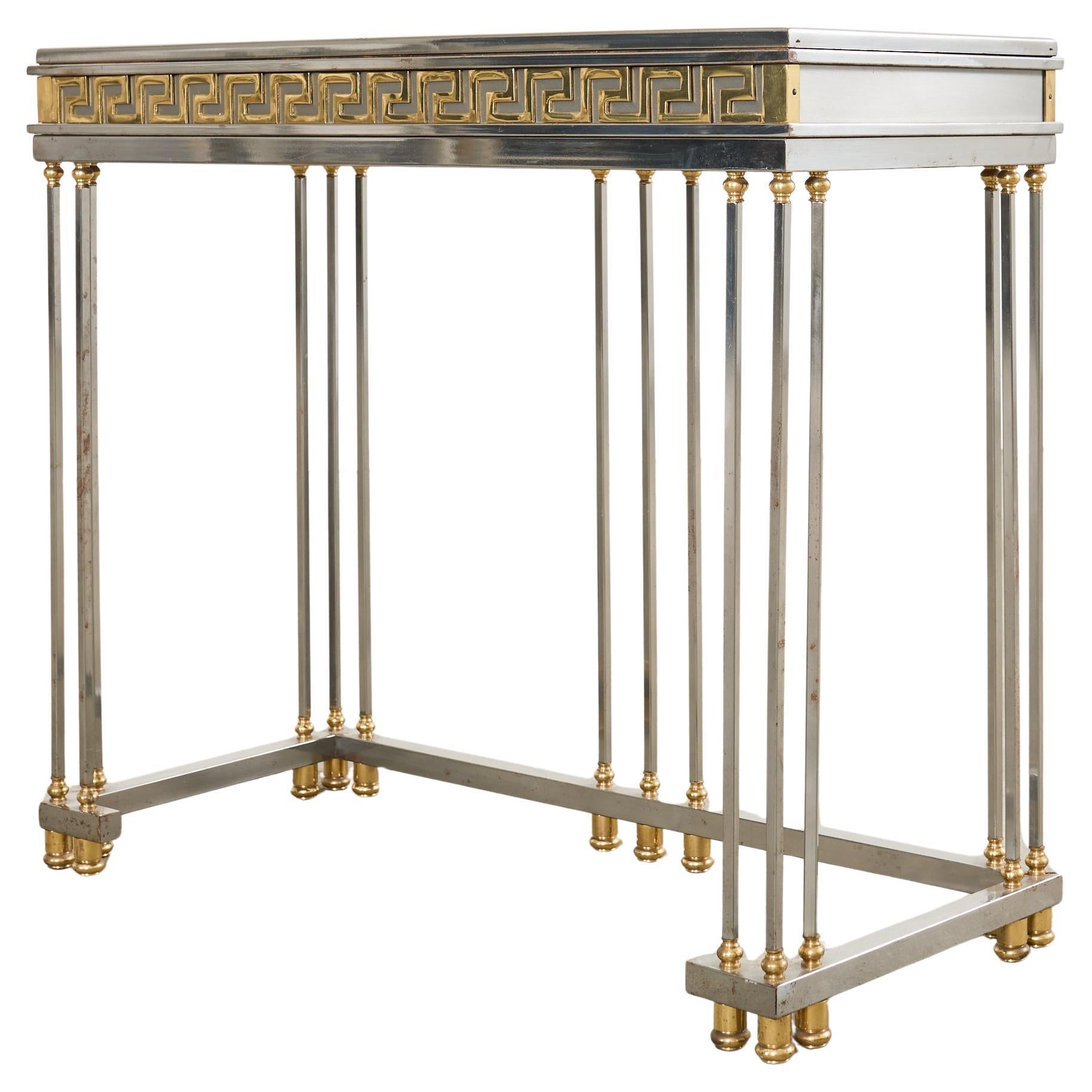 Steel Bronze Neoclassical Directoire Style Console Table Desk For Sale